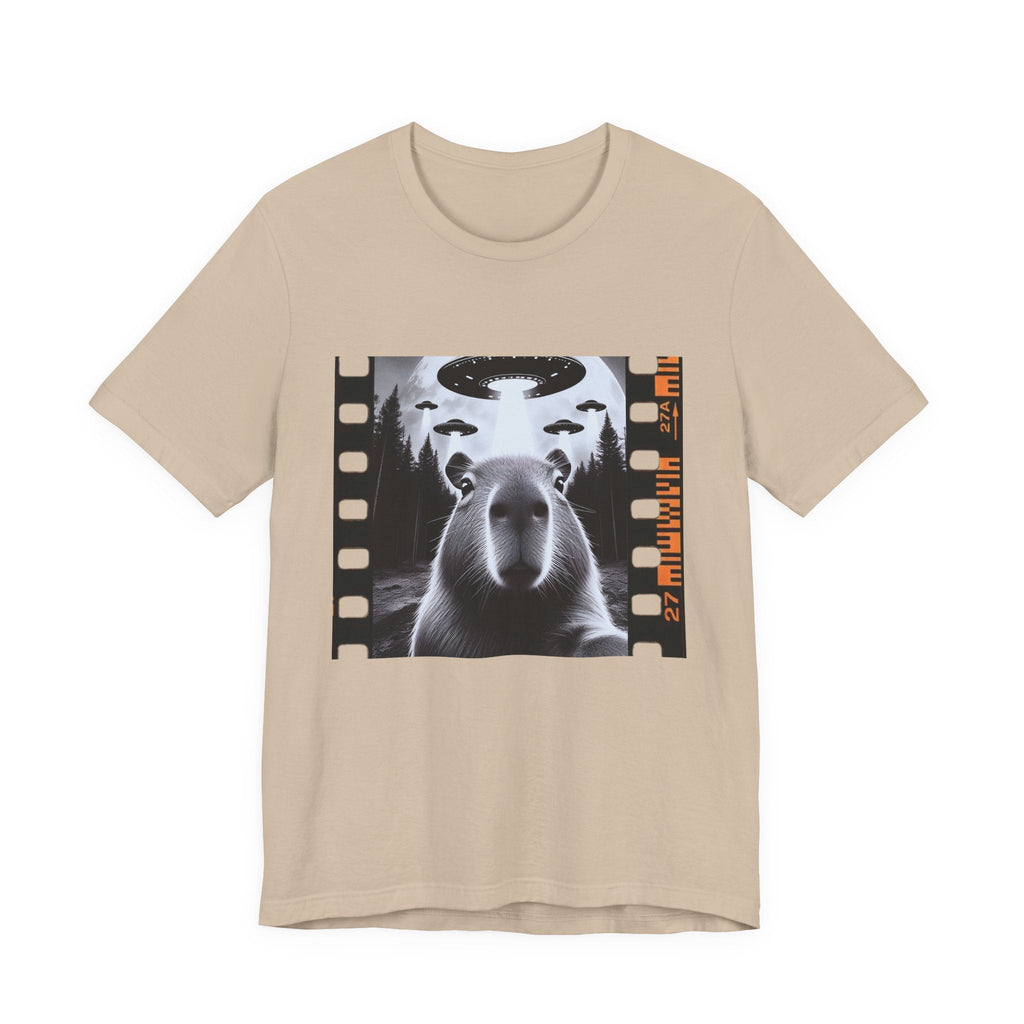Capybara UFO Funny Tshirt, Alien Abduction Gift Tee by Printify
