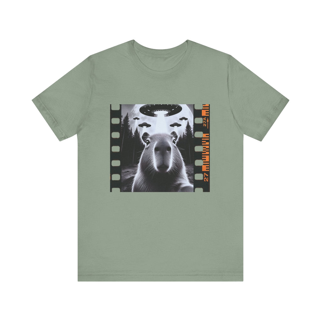 Capybara UFO Funny Tshirt, Alien Abduction Gift Tee by Printify