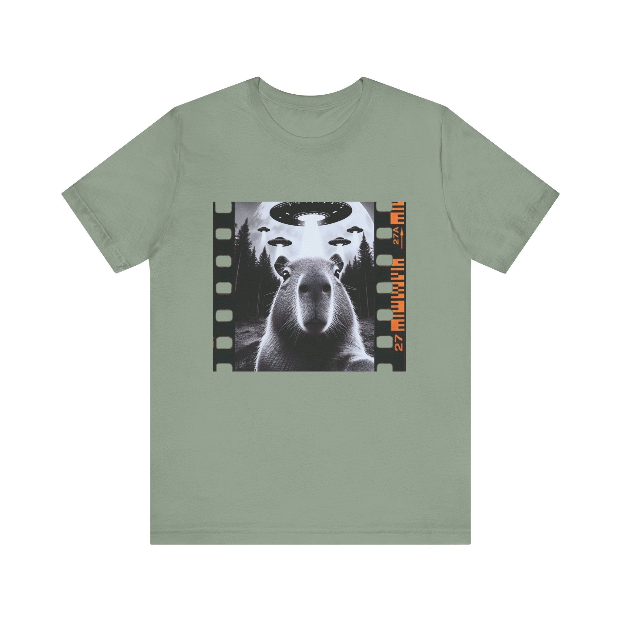 Capybara UFO Funny Tshirt, Alien Abduction Gift Tee by Printify
