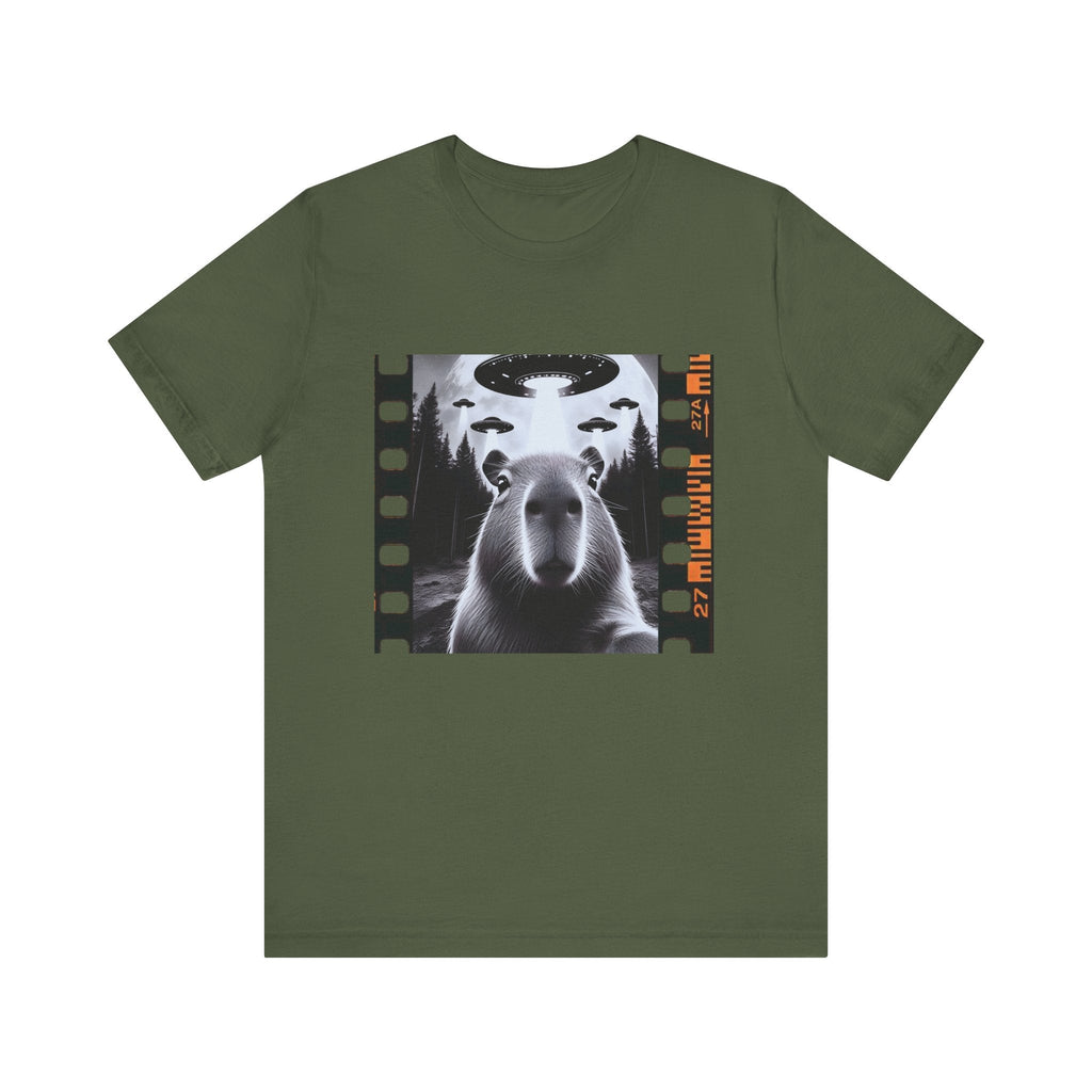 Capybara UFO Funny Tshirt, Alien Abduction Gift Tee by Printify