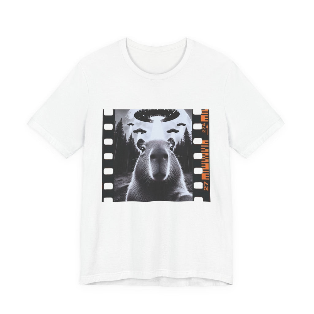 Capybara UFO Funny Tshirt, Alien Abduction Gift Tee by Printify