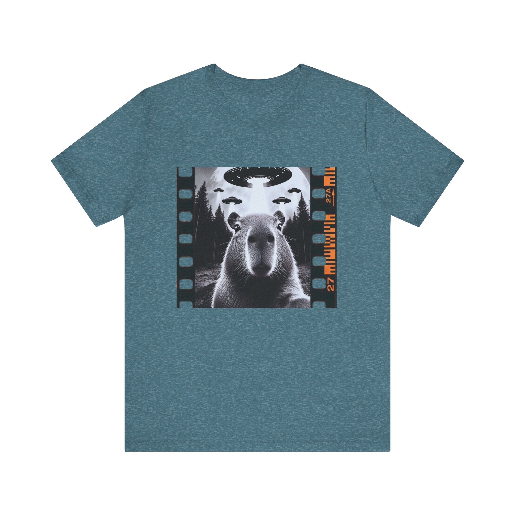 Capybara UFO Funny Tshirt, Alien Abduction Gift Tee by Printify