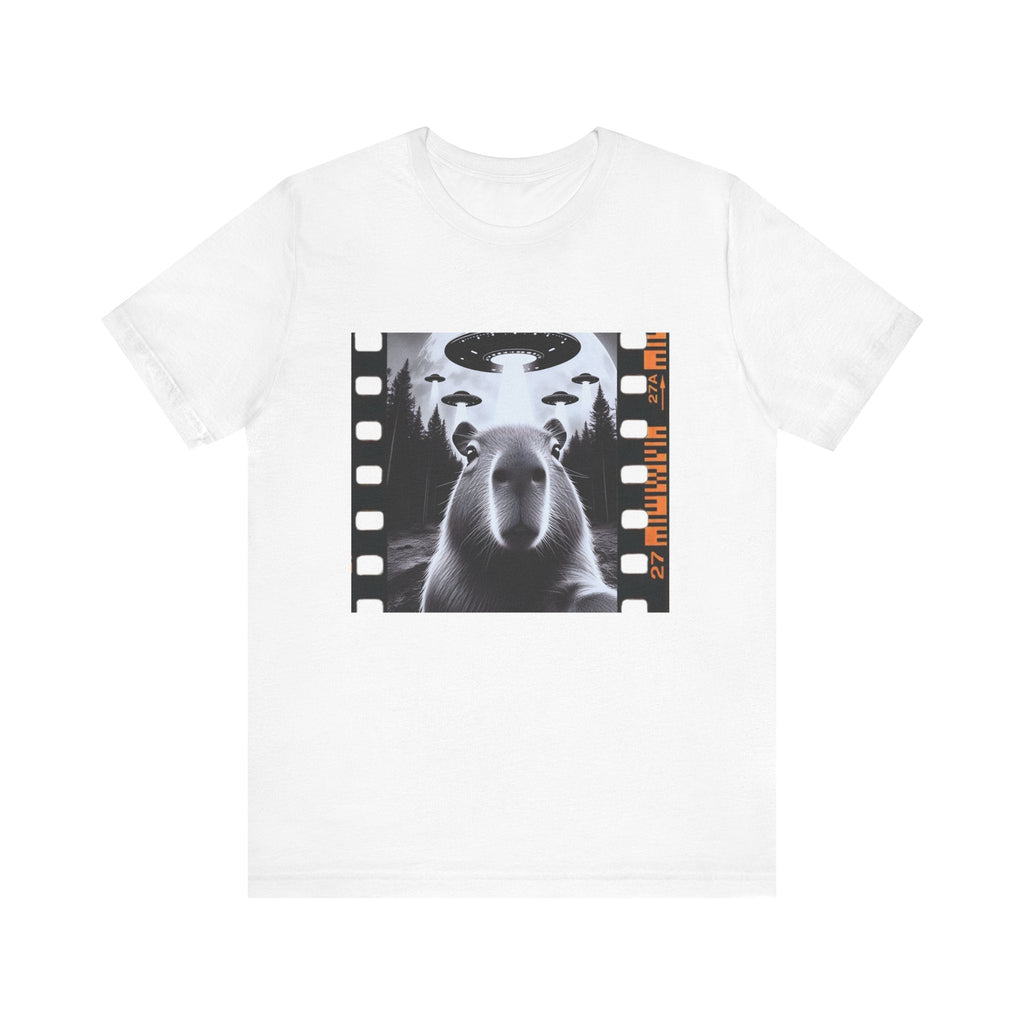 Capybara UFO Funny Tshirt, Alien Abduction Gift Tee by Printify
