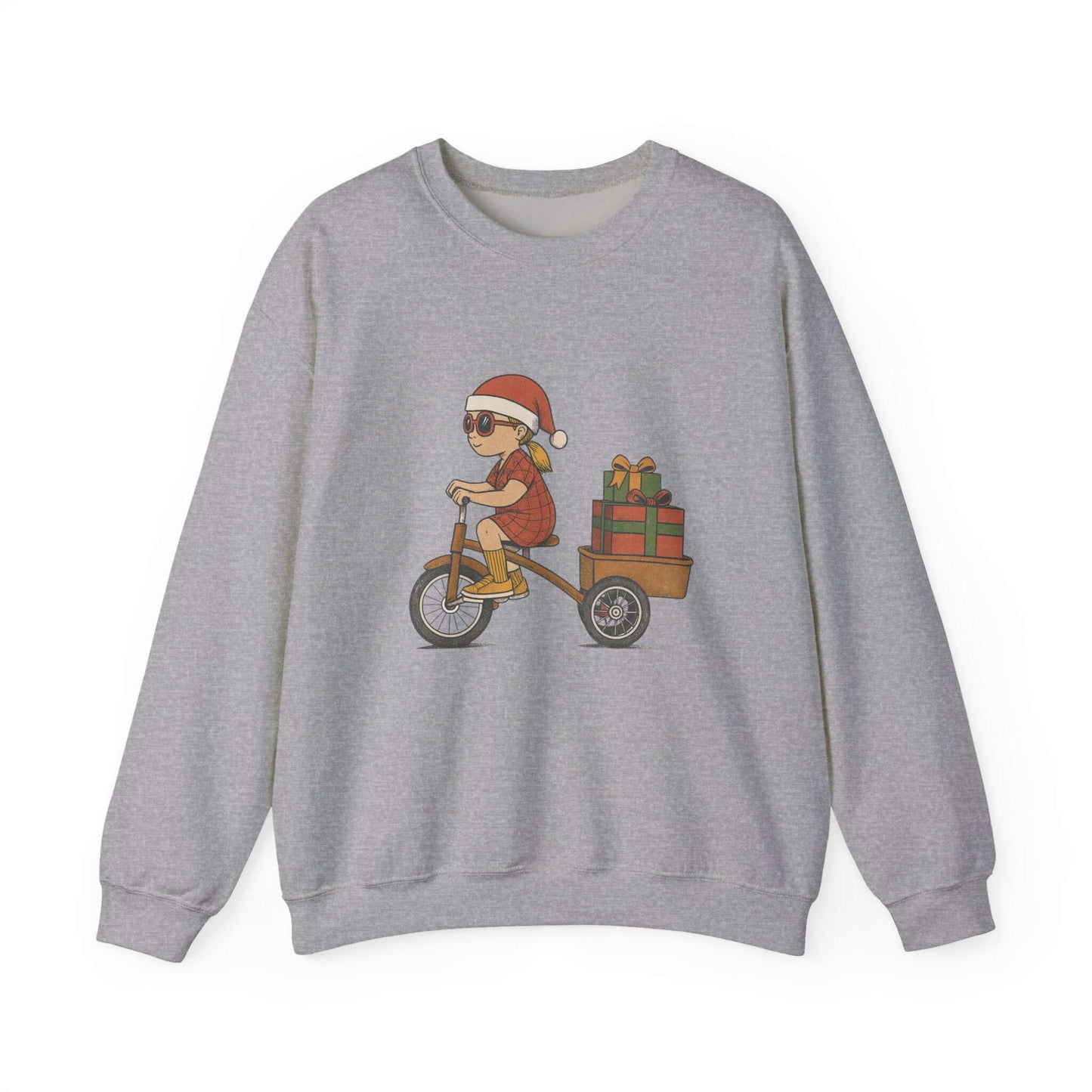 Christmas Bike Ride Sweatshirt, Santa Hat Daughter Gift - Popbydesign