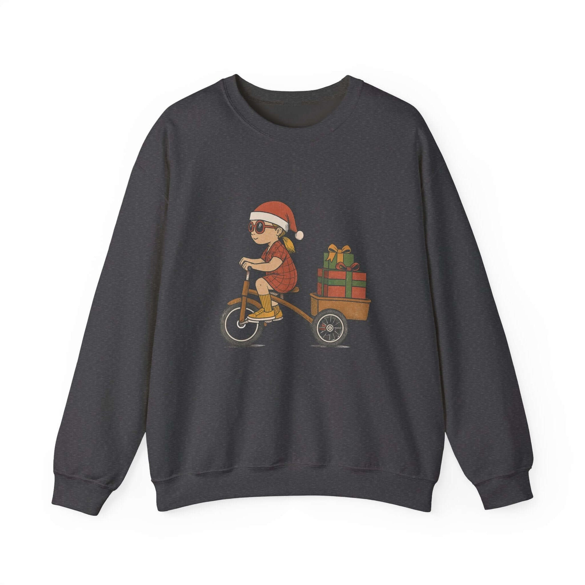 Christmas Bike Ride Sweatshirt, Santa Hat Daughter Gift - Popbydesign