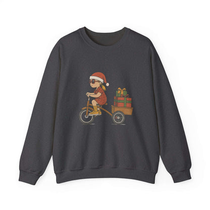 Christmas Bike Ride Sweatshirt, Santa Hat Daughter Gift - Popbydesign