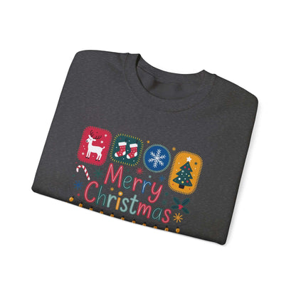 Christmas Cute Collage Sweatshirt, Winter Collage Seasonal Sweatshirt - Popbydesign
