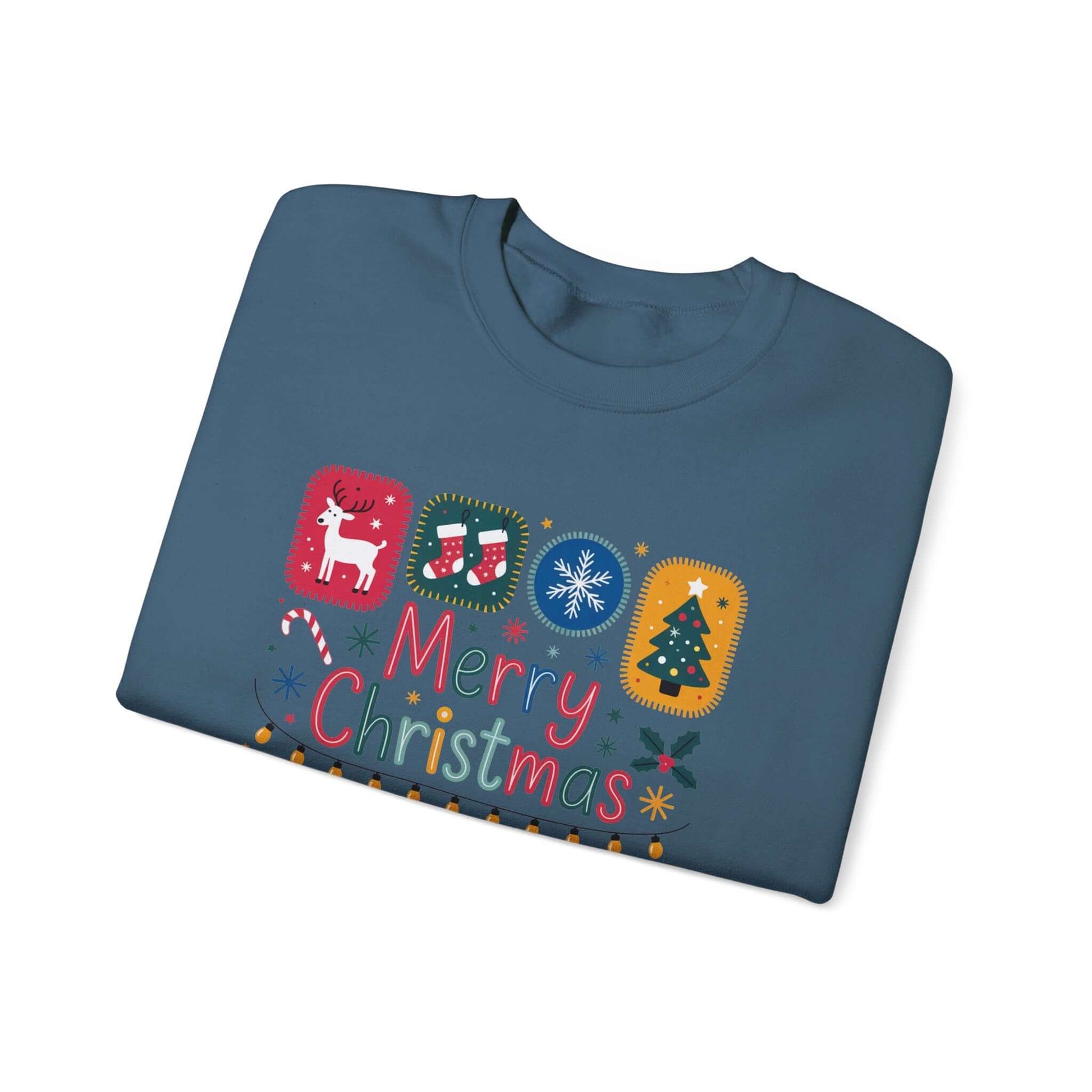 Christmas Cute Collage Sweatshirt, Winter Collage Seasonal Sweatshirt - Popbydesign