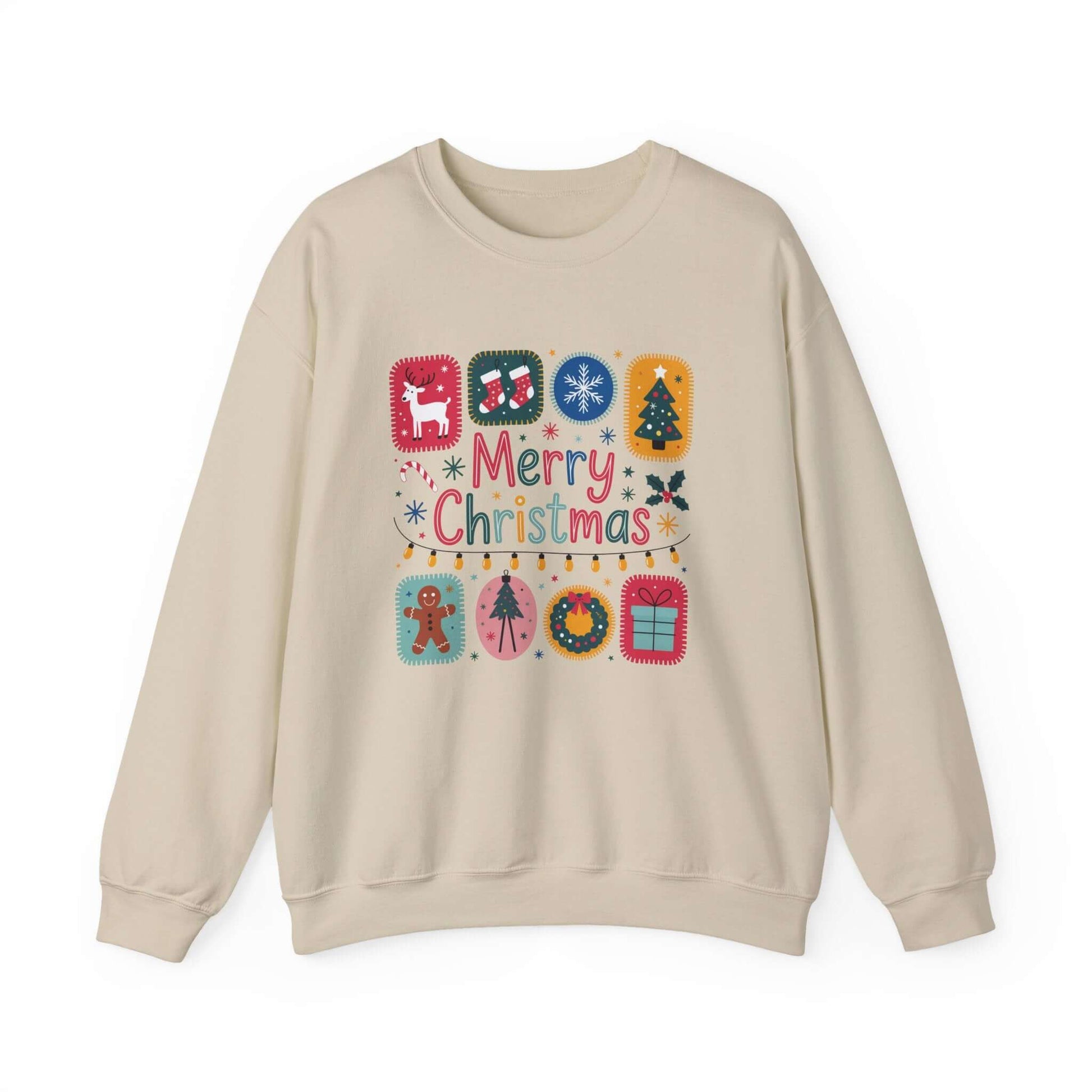Christmas Cute Collage Sweatshirt, Winter Collage Seasonal Sweatshirt - Popbydesign