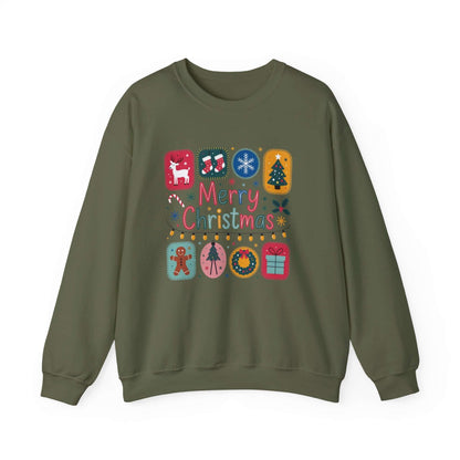 Christmas Cute Collage Sweatshirt, Winter Collage Seasonal Sweatshirt - Popbydesign