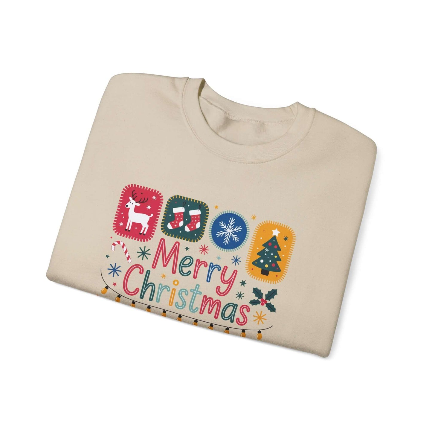 Christmas Cute Collage Sweatshirt, Winter Collage Seasonal Sweatshirt - Popbydesign