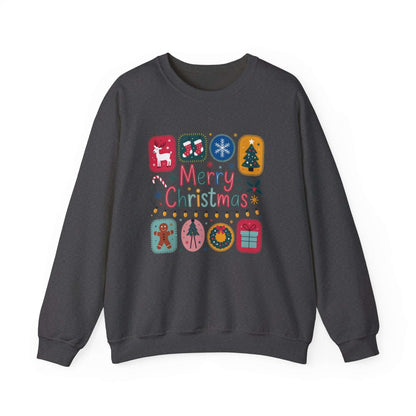 Christmas Cute Collage Sweatshirt, Winter Collage Seasonal Sweatshirt - Popbydesign