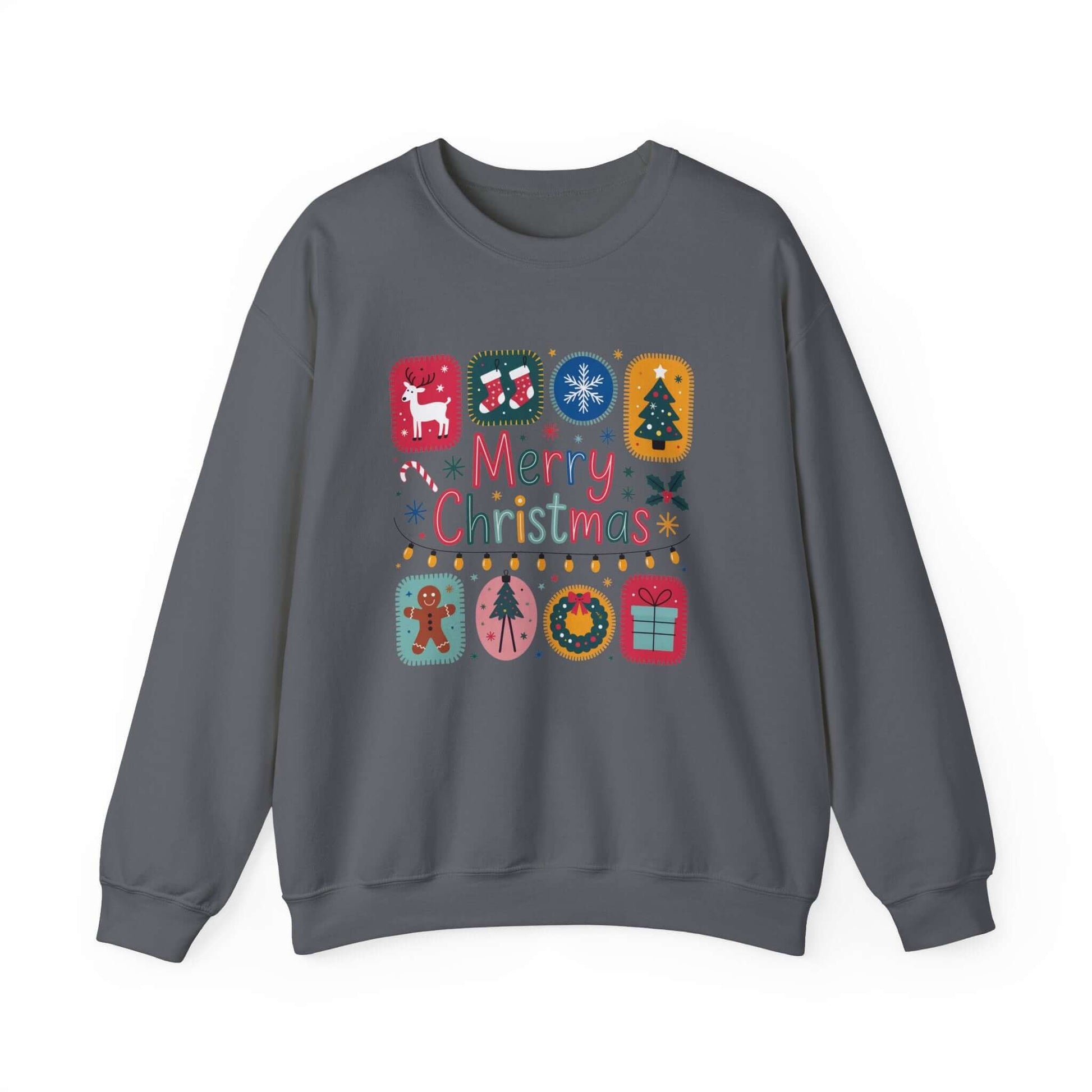 Christmas Cute Collage Sweatshirt, Winter Collage Seasonal Sweatshirt - Popbydesign