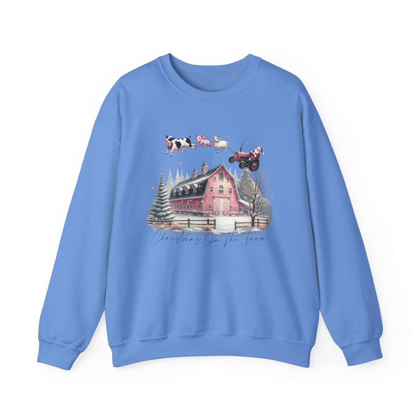 Christmas on the Farm Sweatshirt,Santa Tractor Farmhouse Tee - Popbydesign