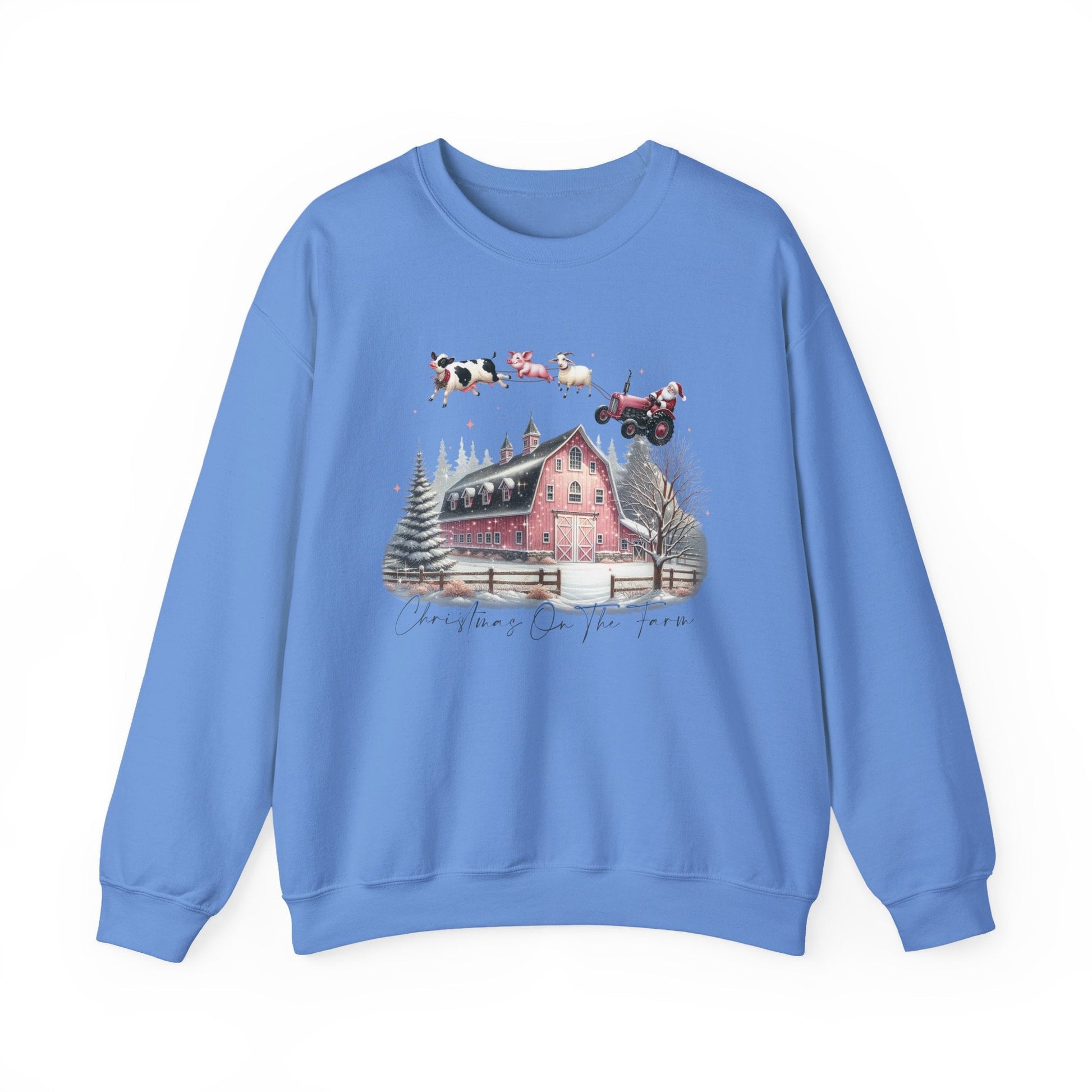 Christmas on the Farm Sweatshirt,Santa Tractor Farmhouse Tee - Popbydesign