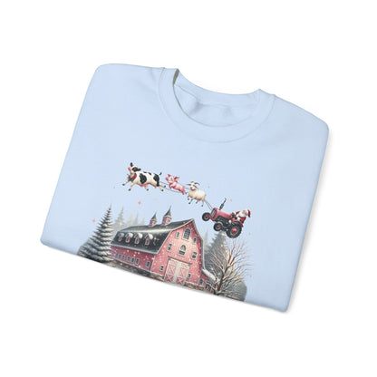 Christmas on the Farm Sweatshirt,Santa Tractor Farmhouse Tee - Popbydesign