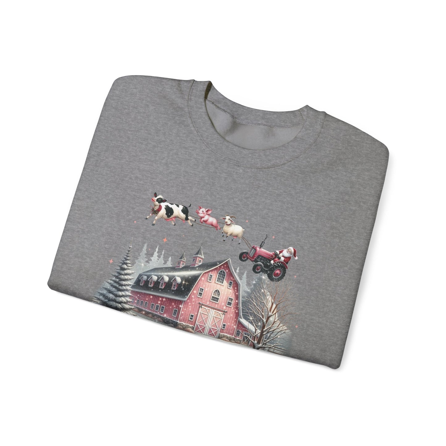 Christmas on the Farm Sweatshirt,Santa Tractor Farmhouse Tee - Popbydesign