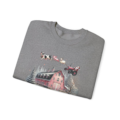 Christmas on the Farm Sweatshirt,Santa Tractor Farmhouse Tee - Popbydesign