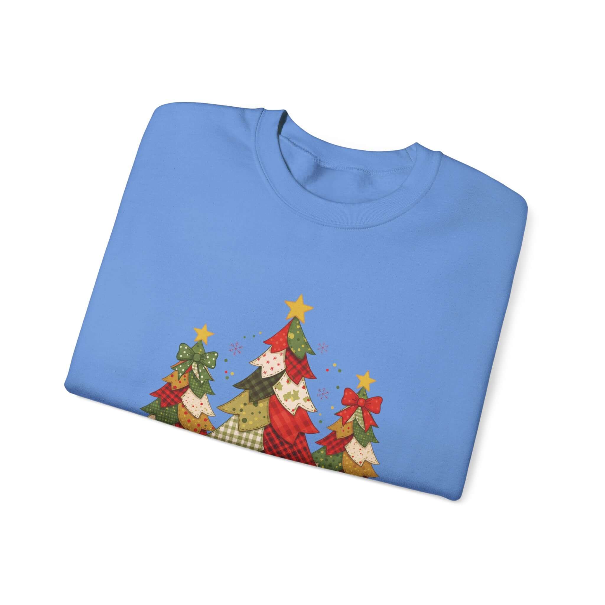 Christmas Tree Patchwork Quilt Style Sweatshirt, Merry Christmas Sweatshirt by PopCultureByDesign36