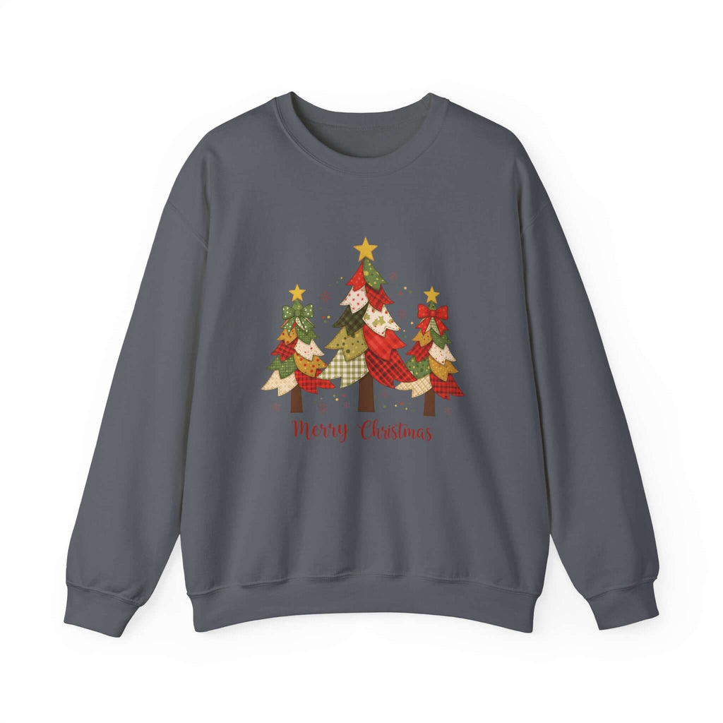 Christmas Tree Patchwork Quilt Style Sweatshirt, Merry Christmas Sweatshirt by PopCultureByDesign36
