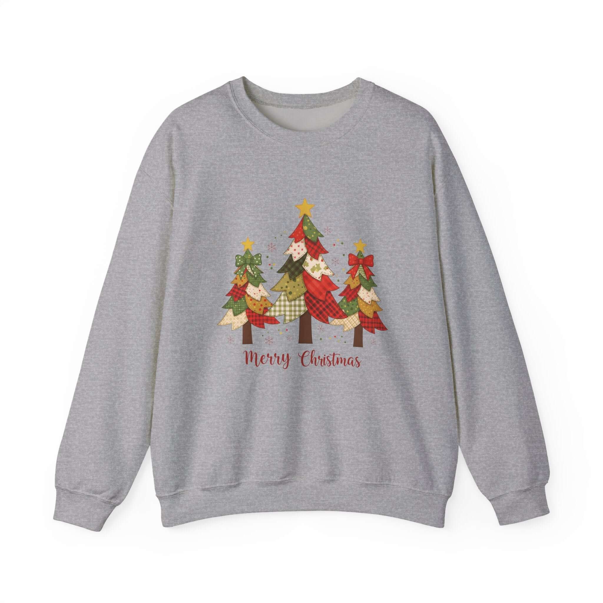 Christmas Tree Patchwork Quilt Style Sweatshirt, Merry Christmas Sweatshirt by PopCultureByDesign36