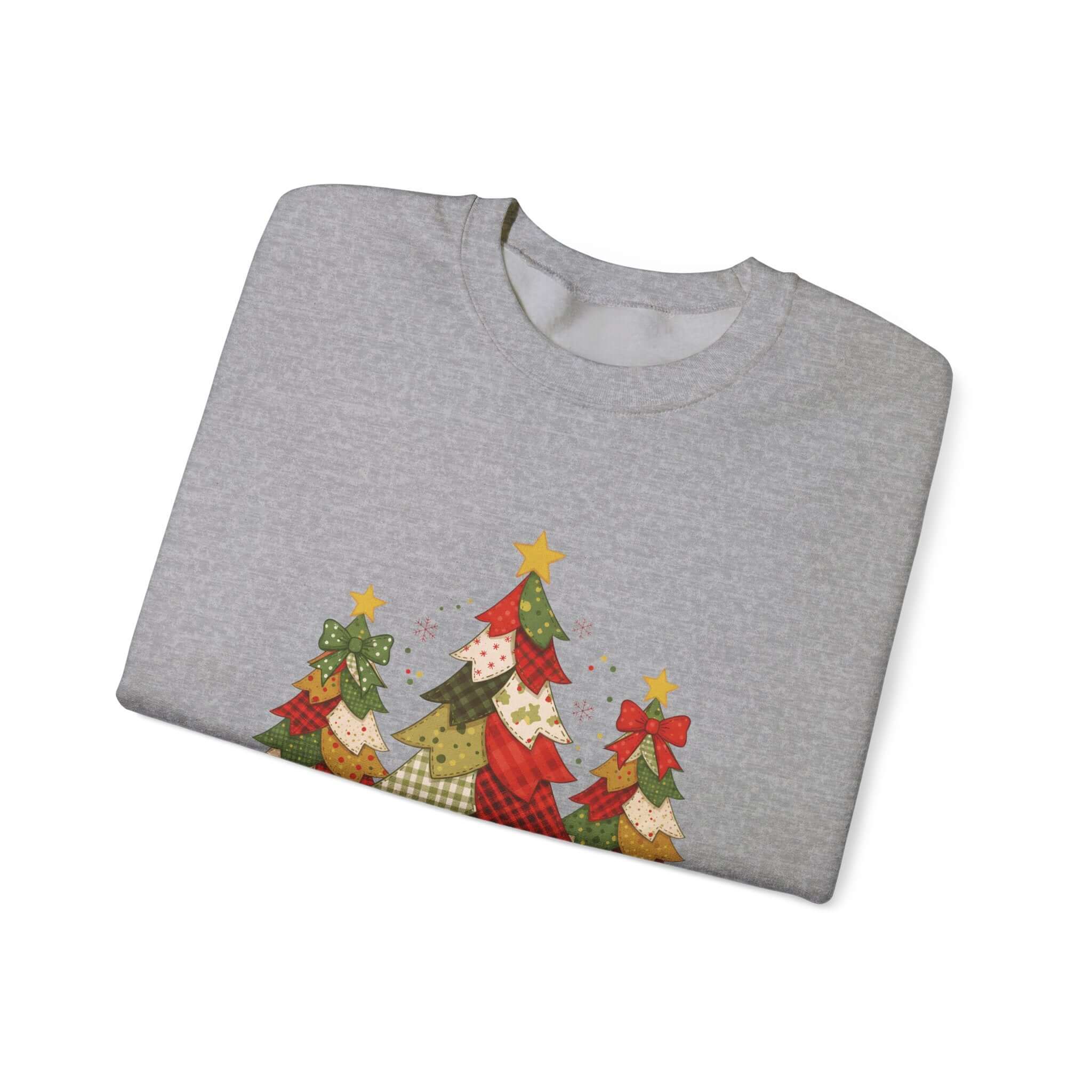Christmas Tree Patchwork Quilt Style Sweatshirt, Merry Christmas Sweatshirt by PopCultureByDesign36