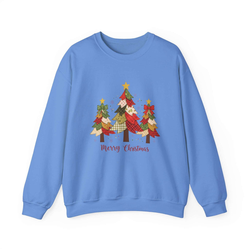 Christmas Tree Patchwork Quilt Style Sweatshirt, Merry Christmas Sweatshirt by PopCultureByDesign36