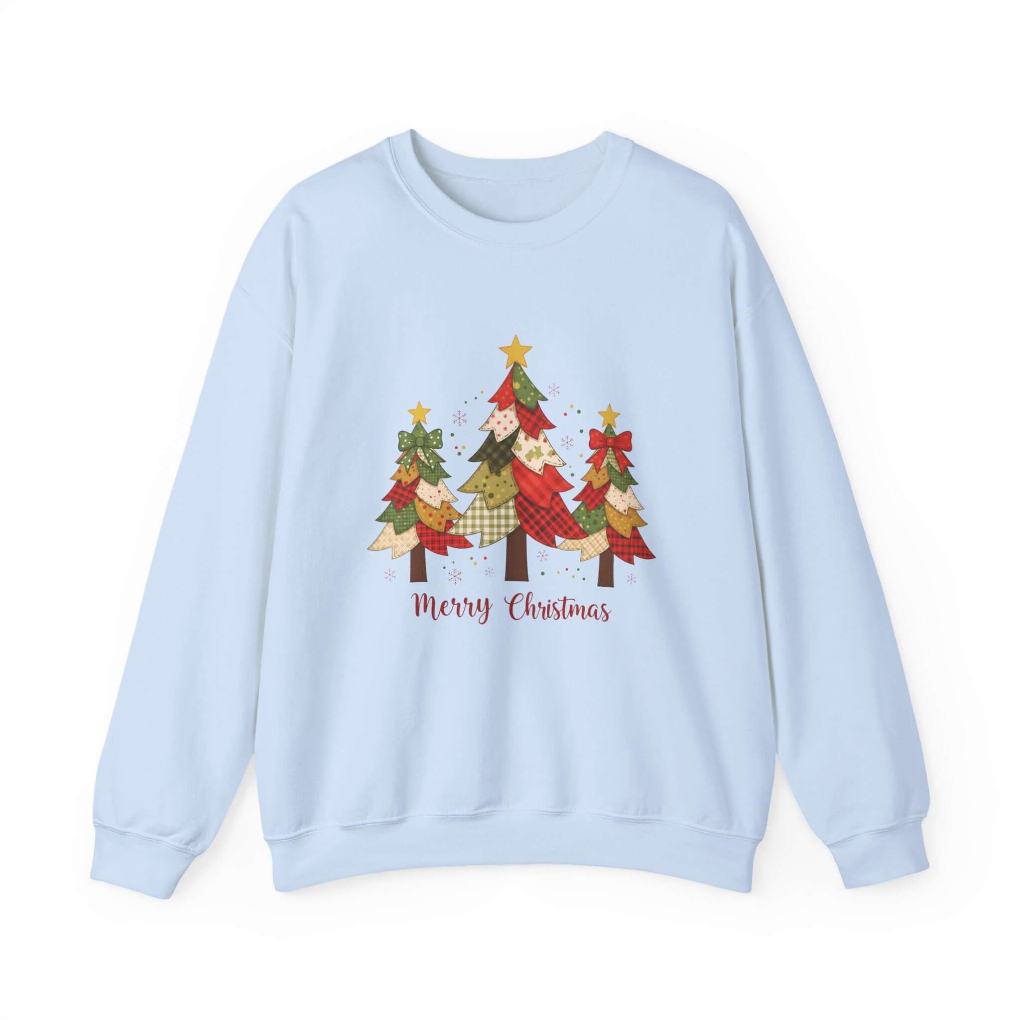 Christmas Tree Patchwork Quilt Style Sweatshirt, Merry Christmas Sweatshirt by PopCultureByDesign36
