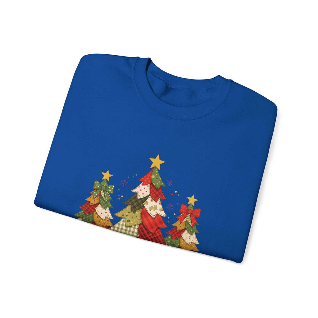 Christmas Tree Patchwork Quilt Style Sweatshirt, Merry Christmas Sweatshirt by PopCultureByDesign36