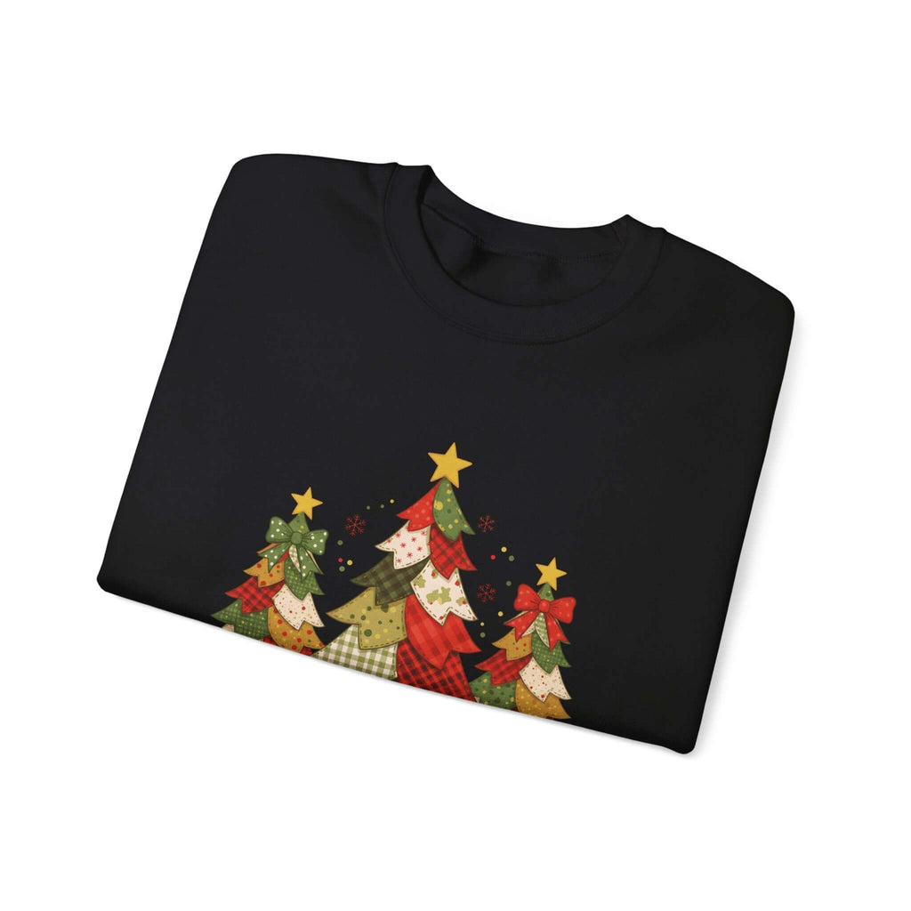 Christmas Tree Patchwork Quilt Style Sweatshirt, Merry Christmas Sweatshirt by PopCultureByDesign36