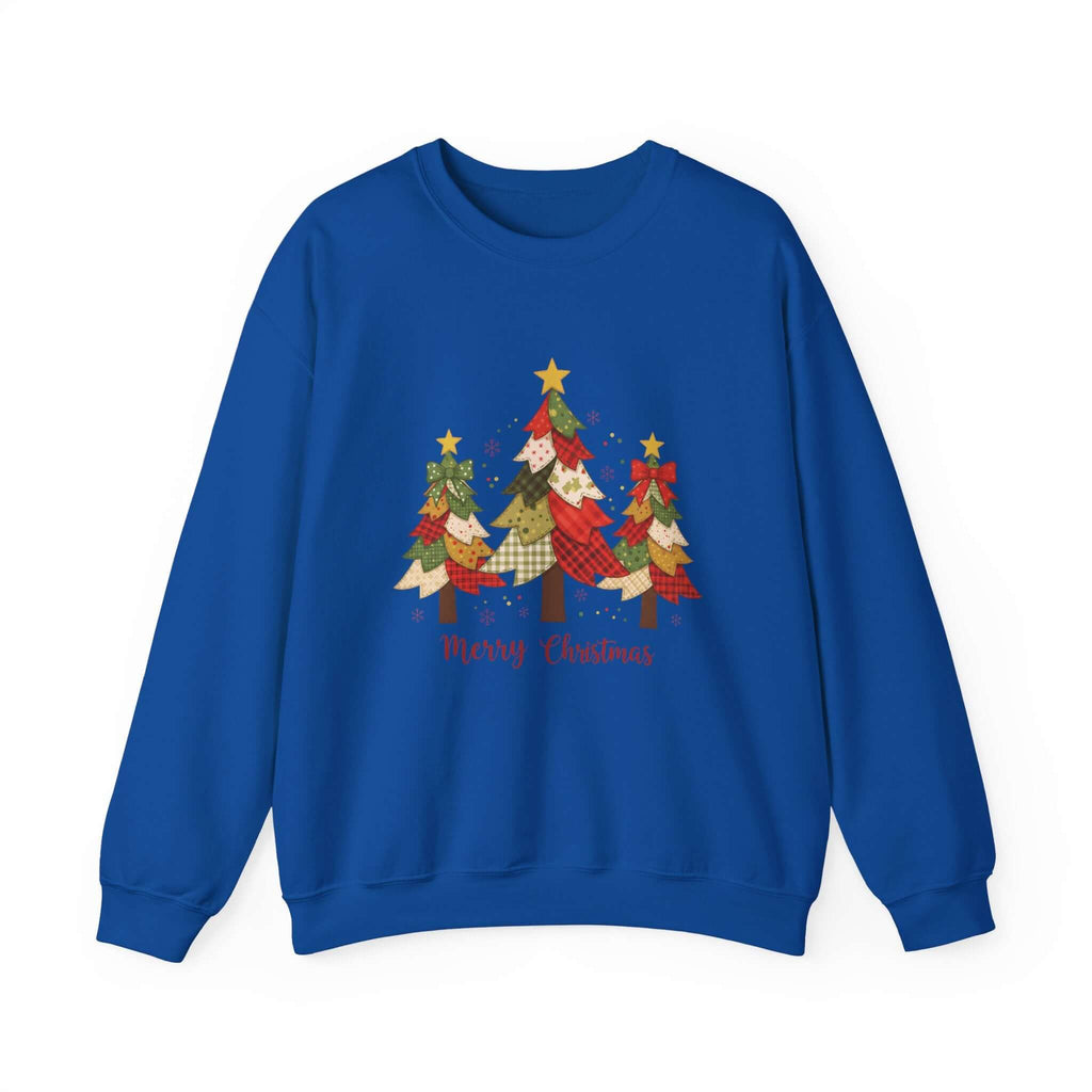 Christmas Tree Patchwork Quilt Style Sweatshirt, Merry Christmas Sweatshirt by PopCultureByDesign36