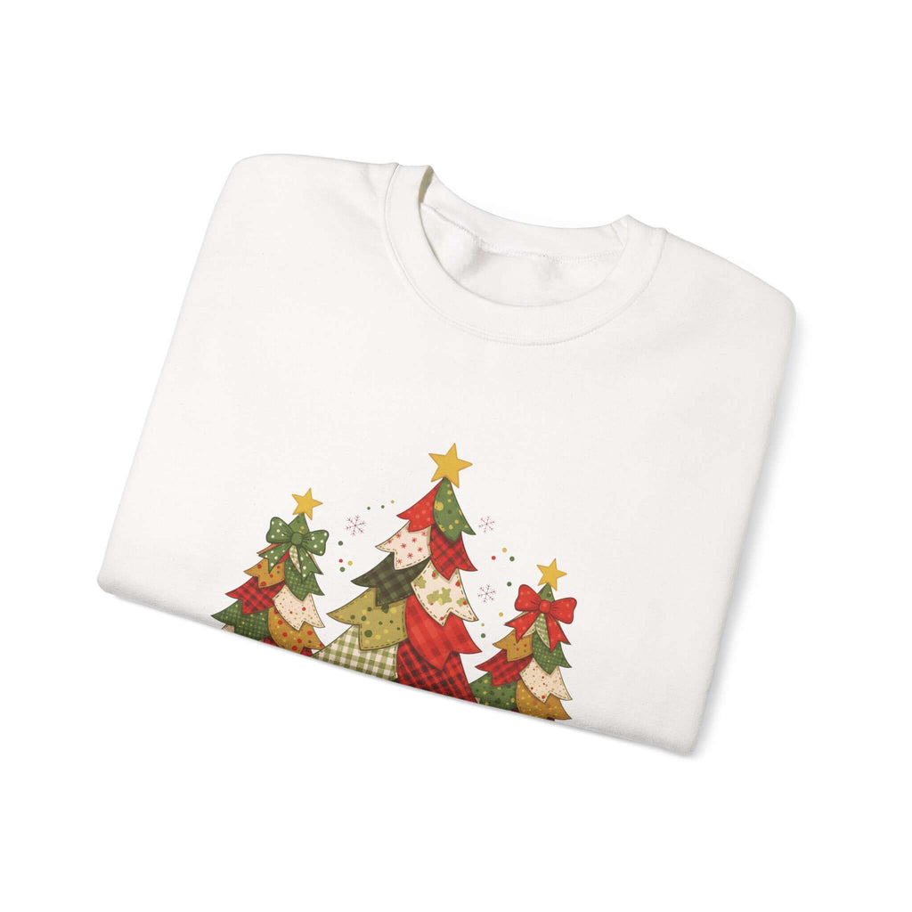 Christmas Tree Patchwork Quilt Style Sweatshirt, Merry Christmas Sweatshirt by PopCultureByDesign36