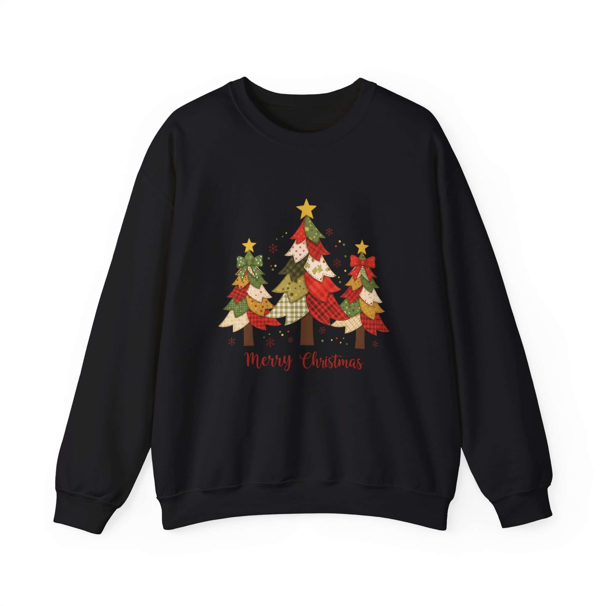Christmas Tree Patchwork Quilt Style Sweatshirt, Merry Christmas Sweatshirt by PopCultureByDesign36