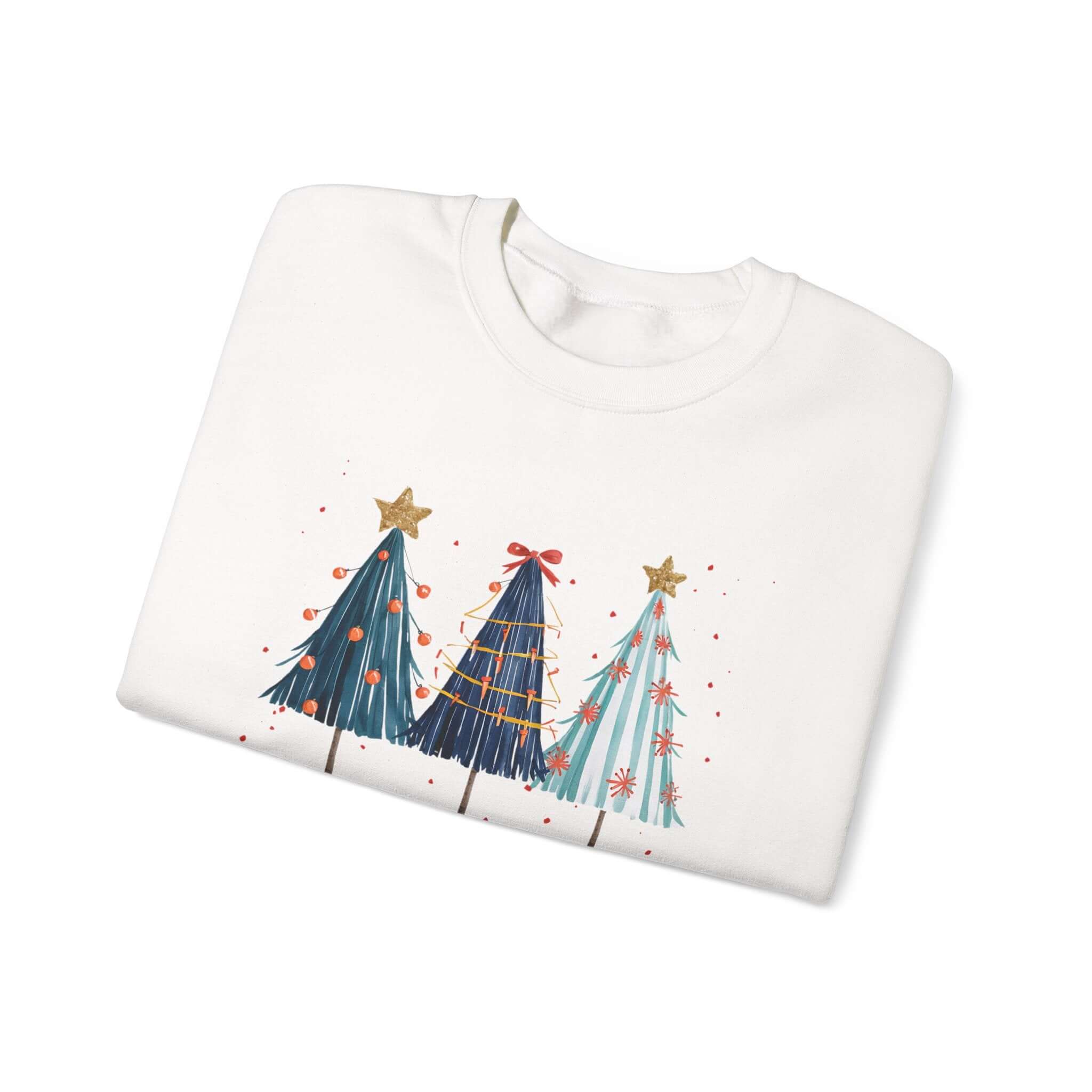 Christmas Watercolor Tree Sweatshirt, Cozy Seasonal Top by PopCultureByDesign36