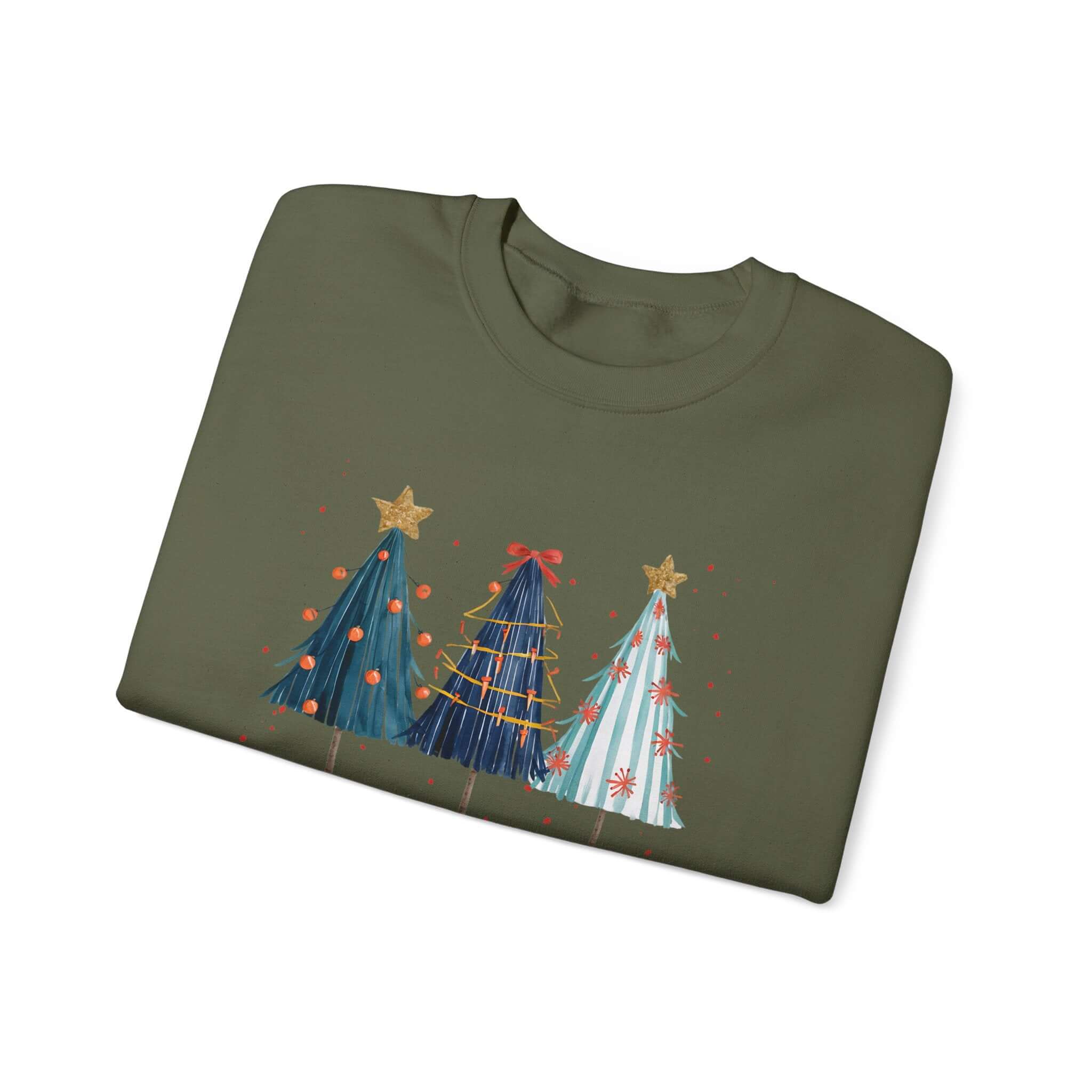Christmas Watercolor Tree Sweatshirt, Cozy Seasonal Top by PopCultureByDesign36