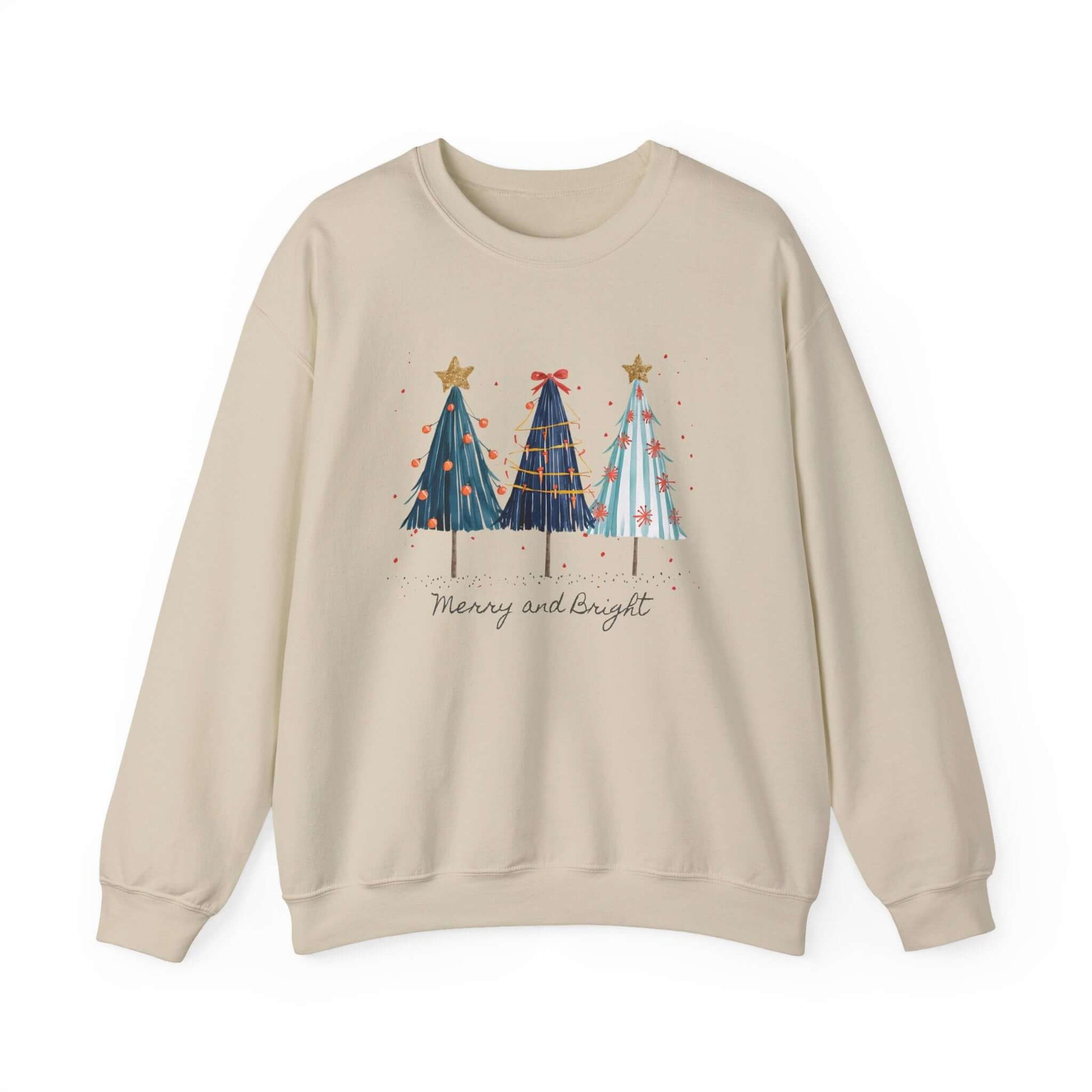 Christmas Watercolor Tree Sweatshirt, Cozy Seasonal Top - Popbydesign