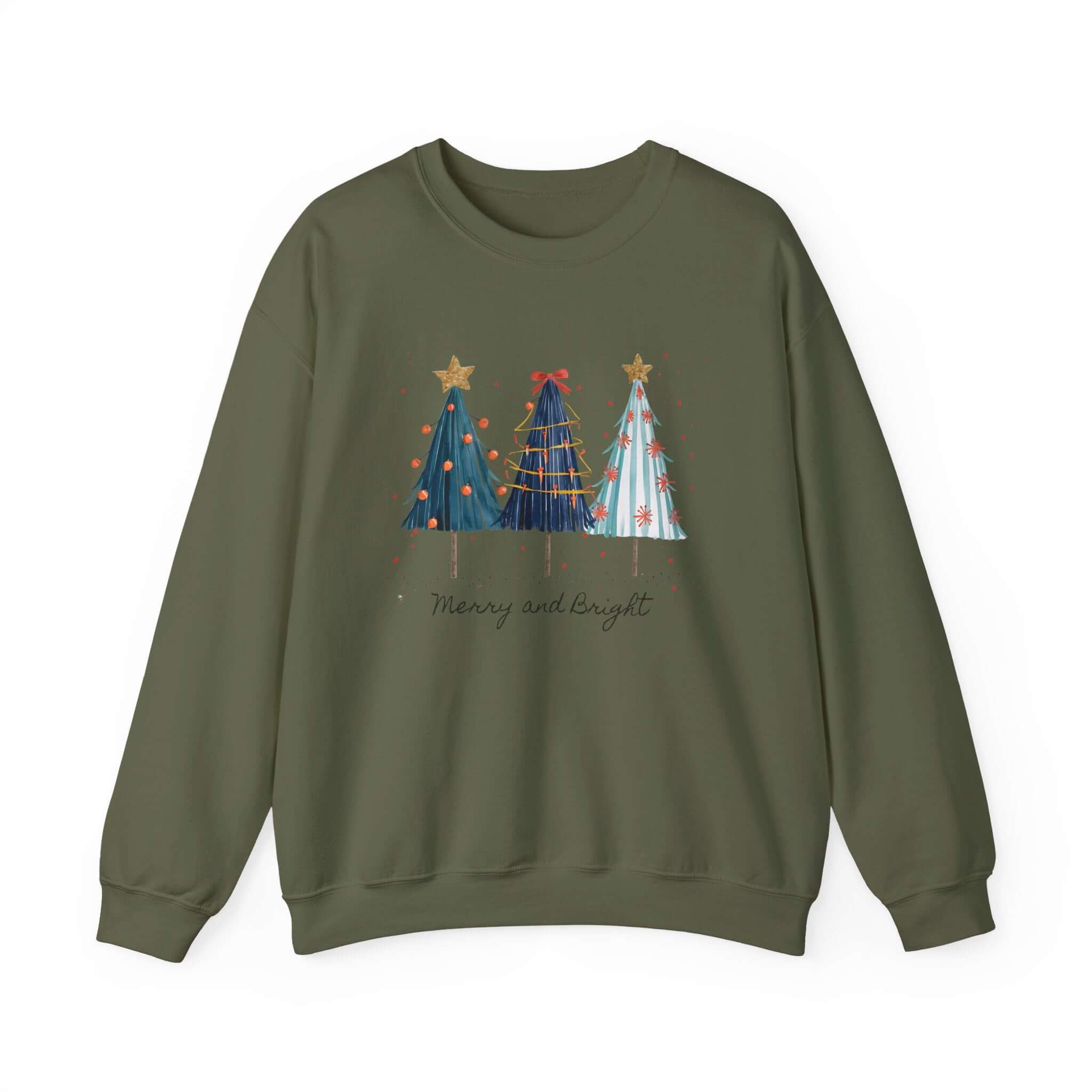 Christmas Watercolor Tree Sweatshirt, Cozy Seasonal Top by PopCultureByDesign36
