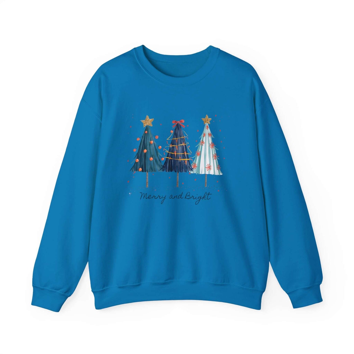 Christmas Watercolor Tree Sweatshirt, Cozy Seasonal Top - Popbydesign