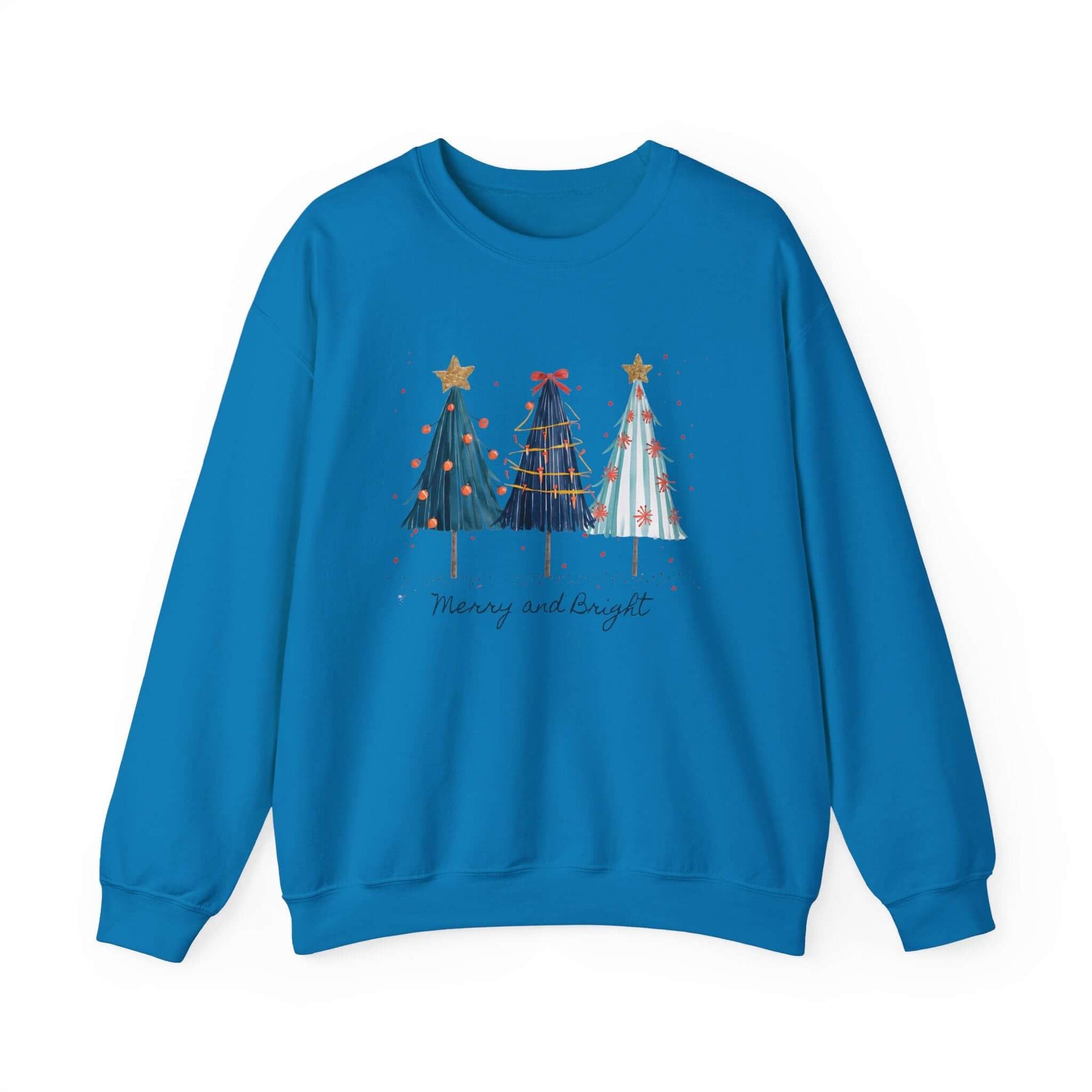 Christmas Watercolor Tree Sweatshirt, Cozy Seasonal Top - Popbydesign