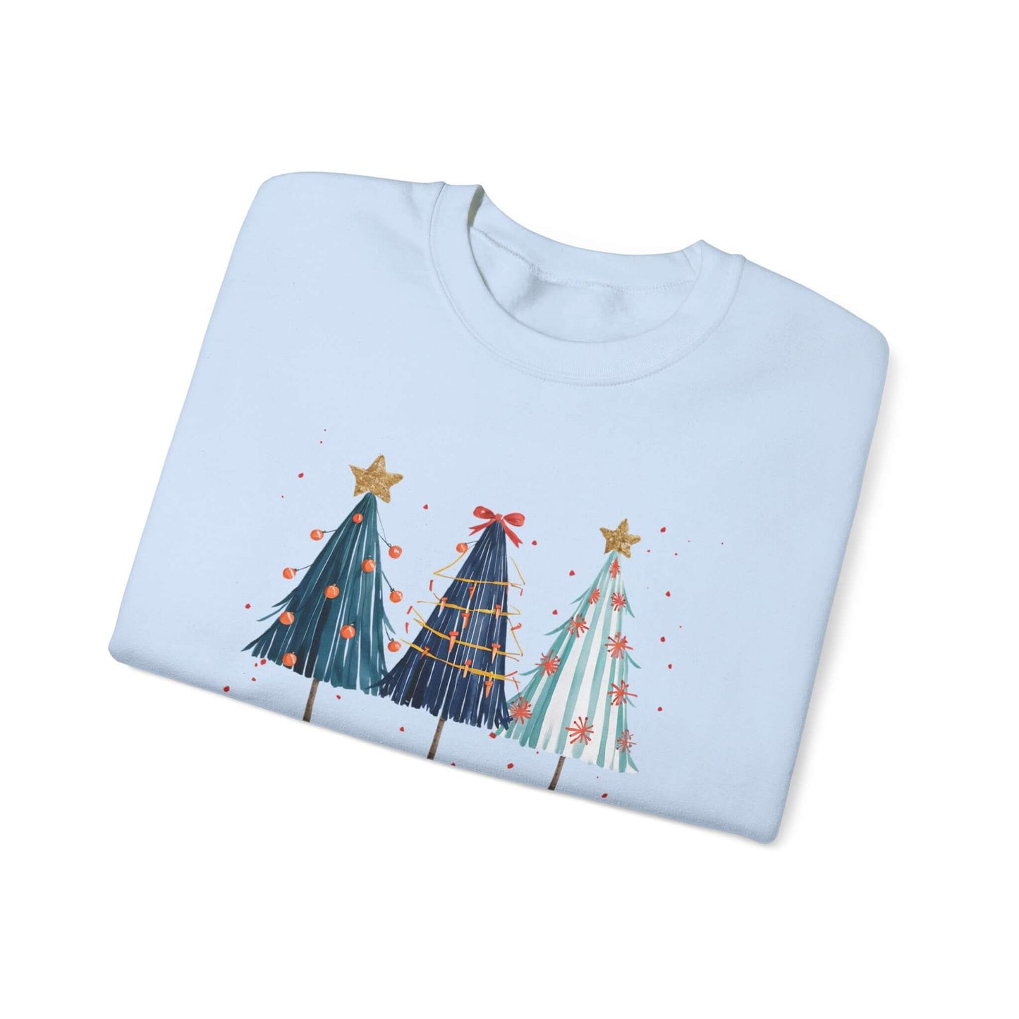 Christmas Watercolor Tree Sweatshirt, Cozy Seasonal Top - Popbydesign