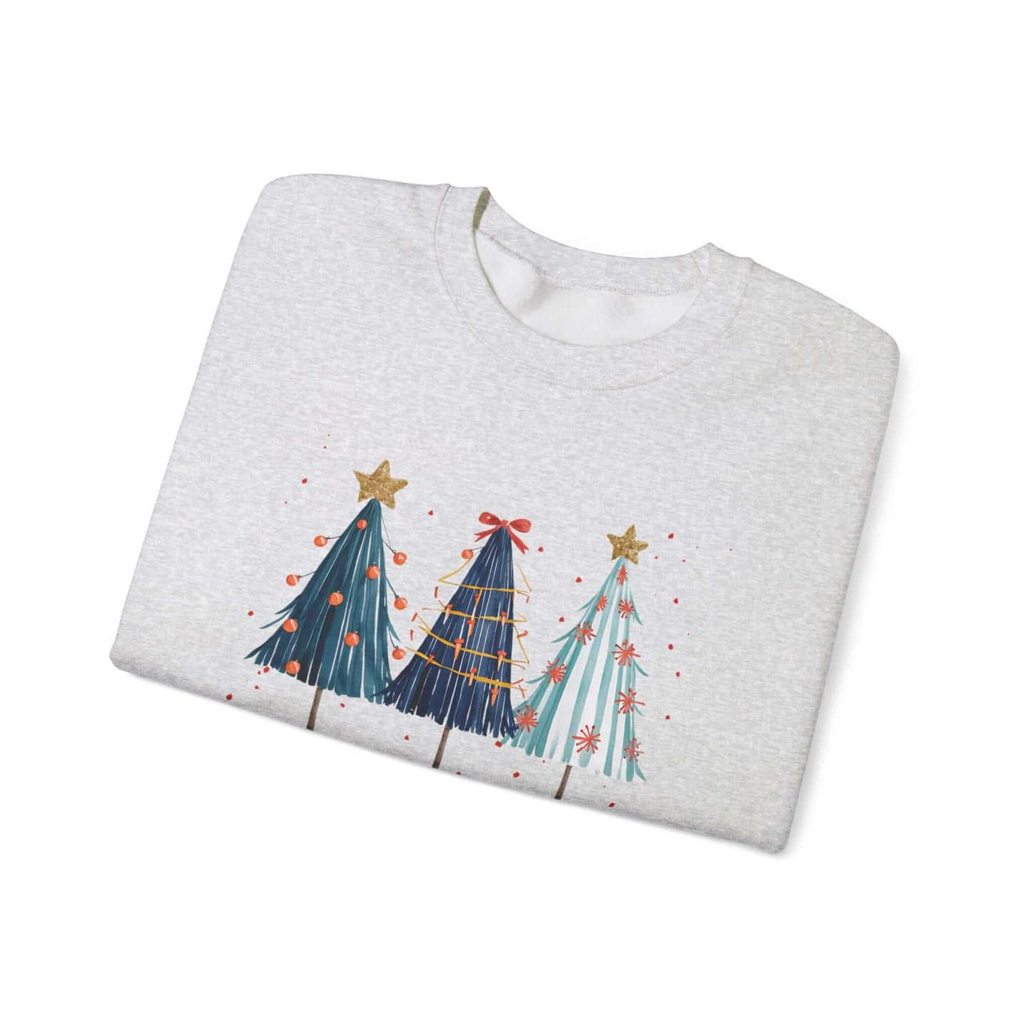 Christmas Watercolor Tree Sweatshirt, Cozy Seasonal Top - Popbydesign