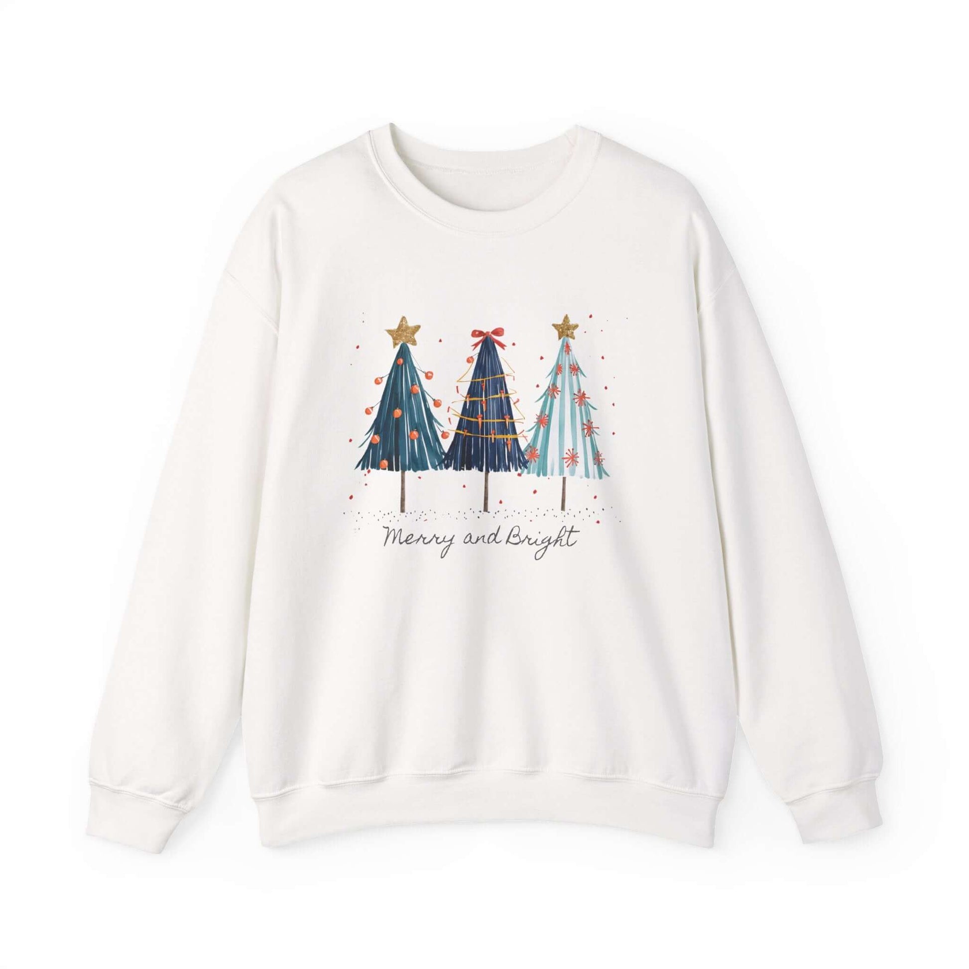 Christmas Watercolor Tree Sweatshirt, Cozy Seasonal Top - Popbydesign