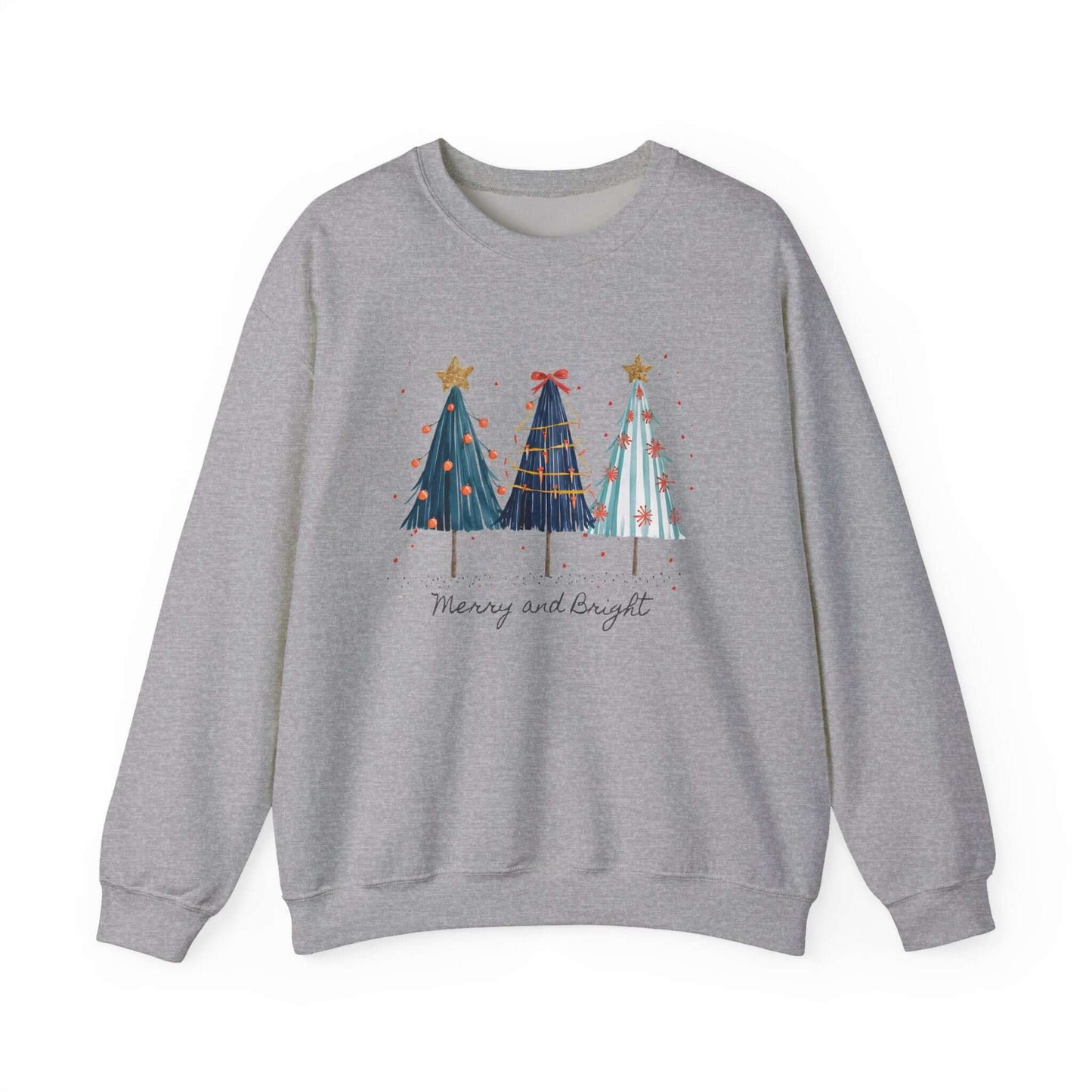 Christmas Watercolor Tree Sweatshirt, Cozy Seasonal Top - Popbydesign