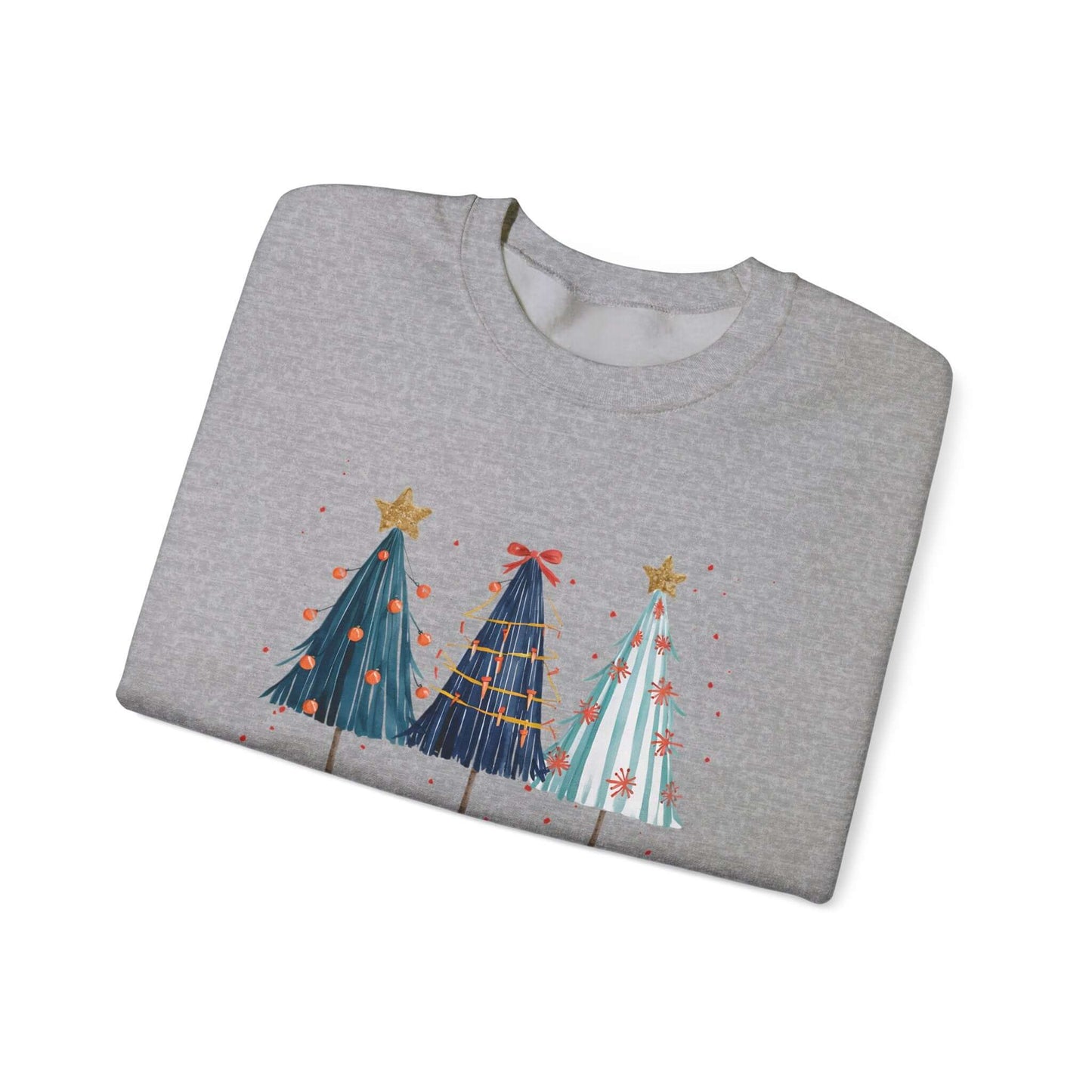 Christmas Watercolor Tree Sweatshirt, Cozy Seasonal Top - Popbydesign