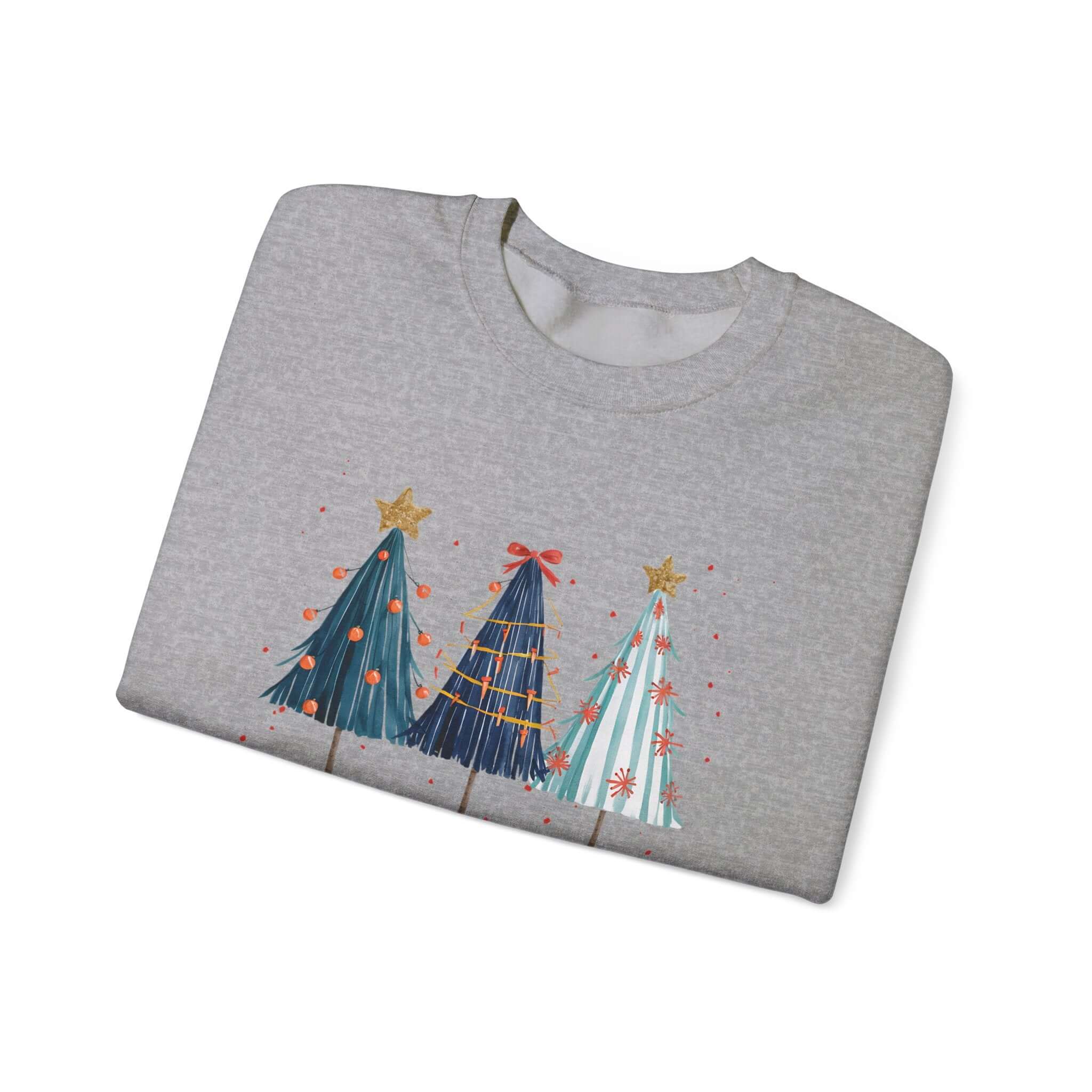 Christmas Watercolor Tree Sweatshirt, Cozy Seasonal Top by PopCultureByDesign36