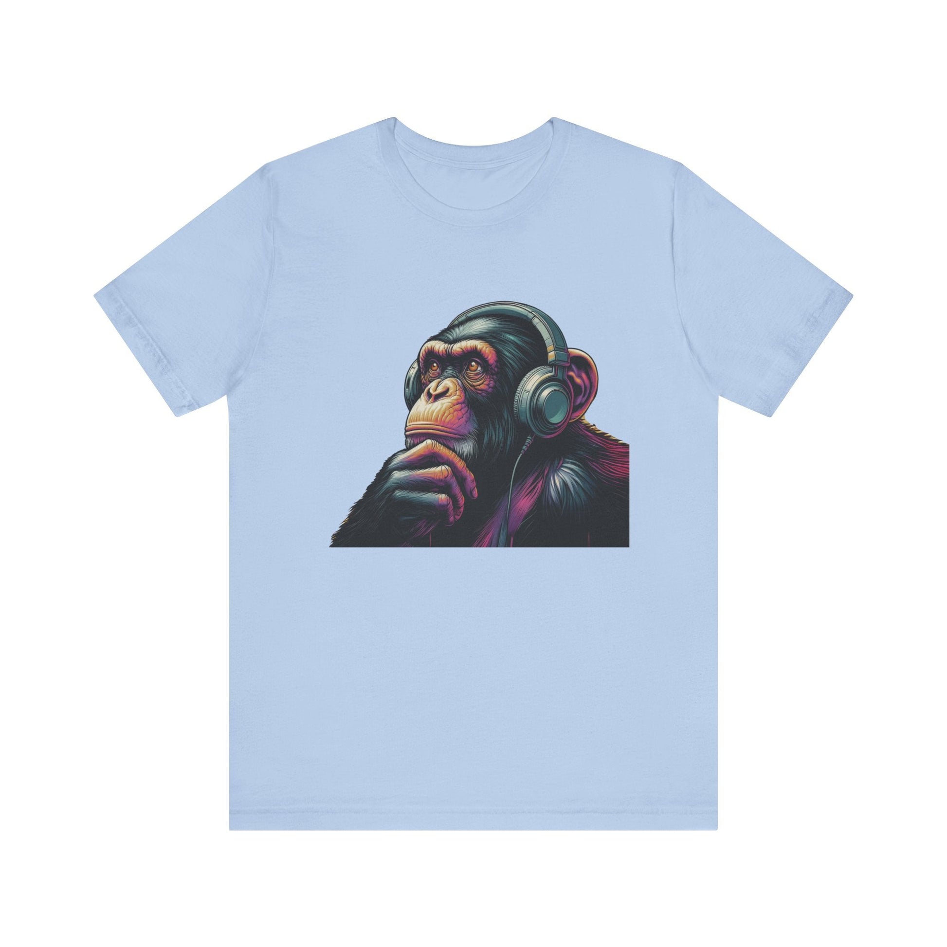 Colorful chimpanzee wearing headphones graphic tee - Popbydesign