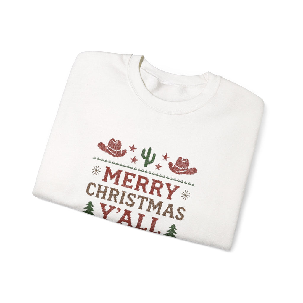 Yeehaw Holiday Sweater: Festive Ranch Crewneck for a Country Christmas by PopCultureByDesign36