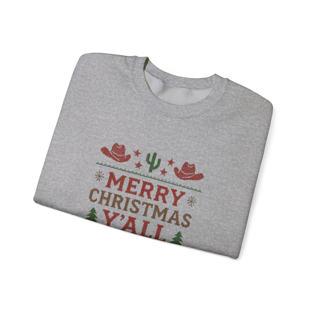 Yeehaw Holiday Sweater: Festive Ranch Crewneck for a Country Christmas by PopCultureByDesign36