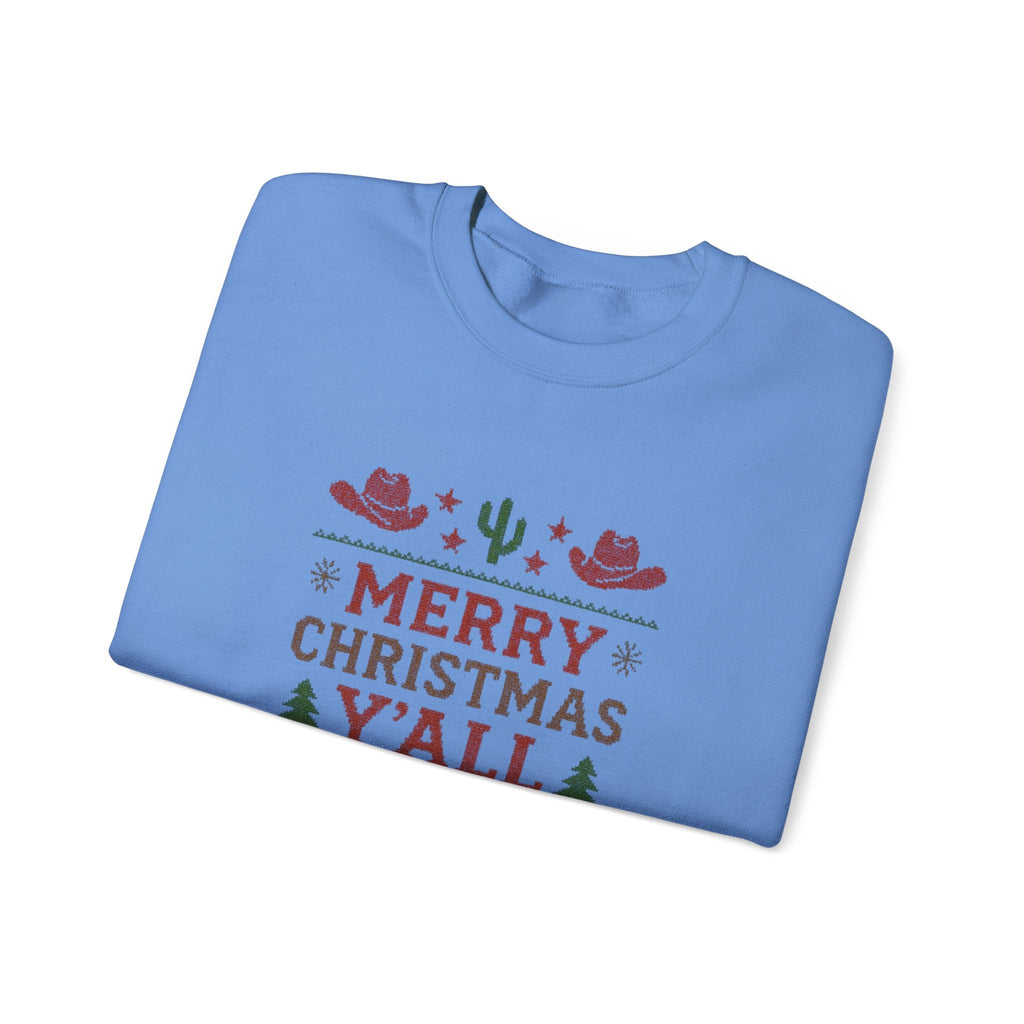 Yeehaw Holiday Sweater: Festive Ranch Crewneck for a Country Christmas by PopCultureByDesign36