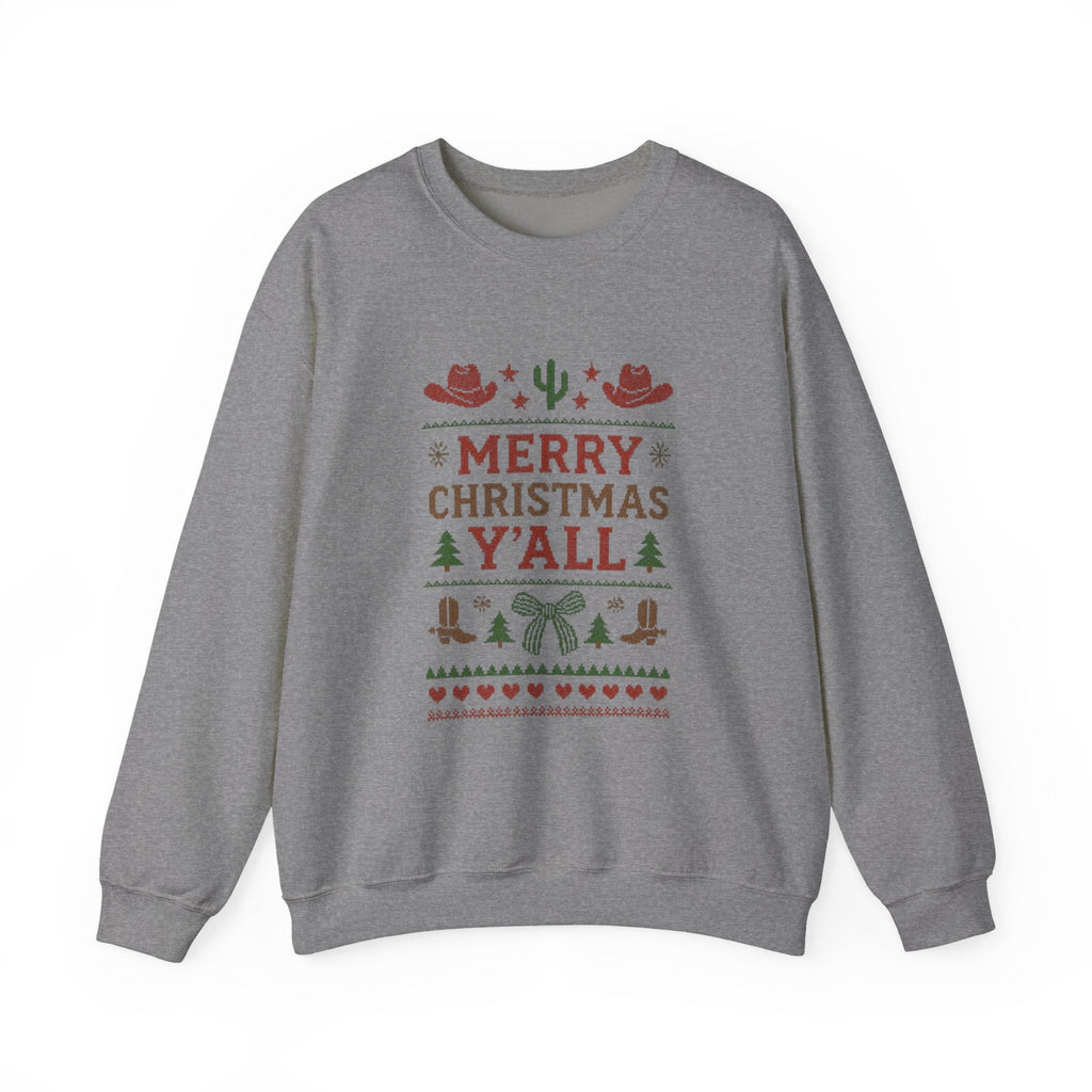 Yeehaw Holiday Sweater: Festive Ranch Crewneck for a Country Christmas by PopCultureByDesign36